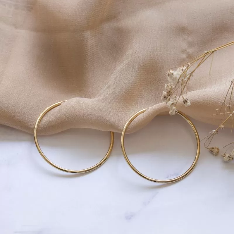 14K Gold Hoop Earrings XL 39mm