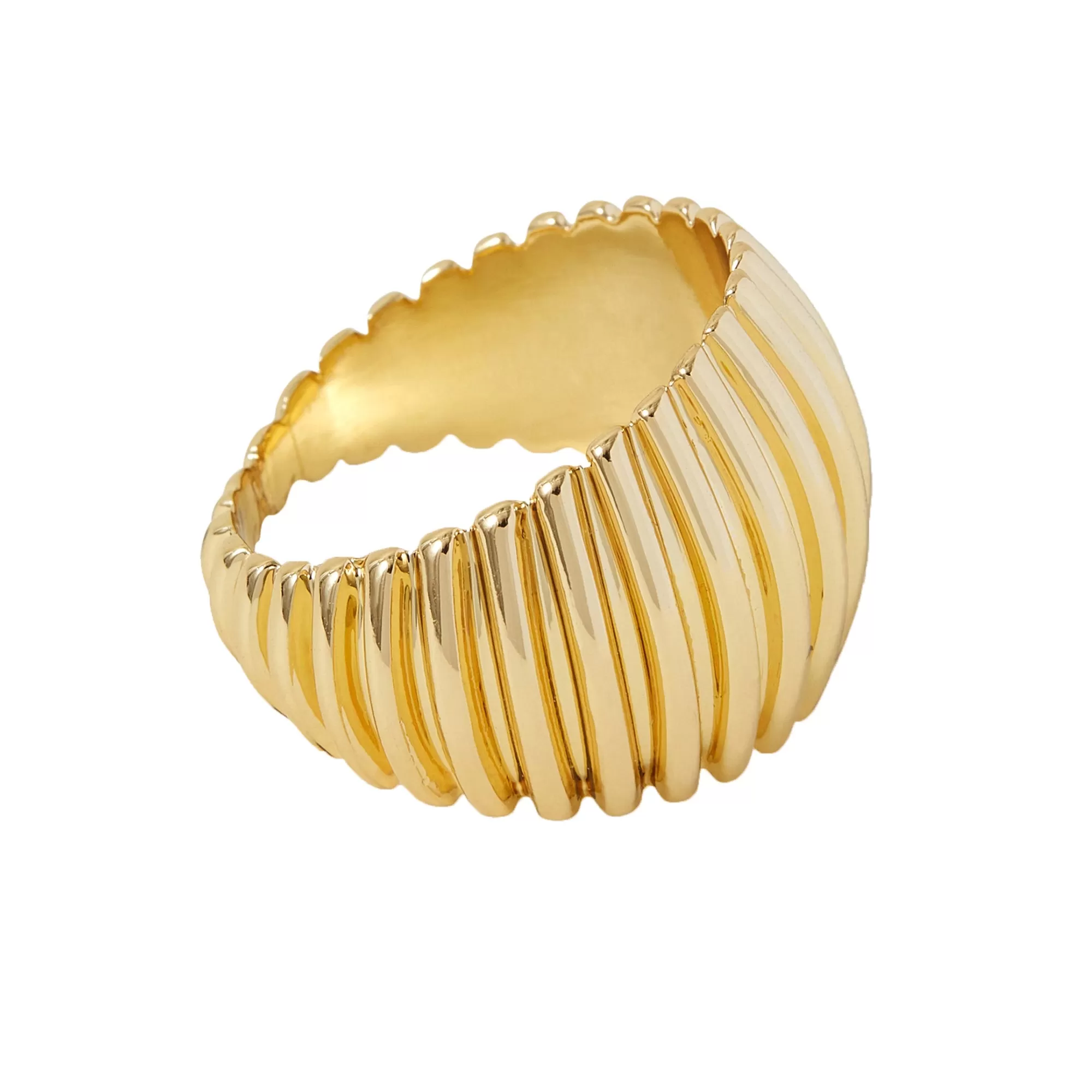 Accessorize London Women's Gold Chunky Ridged Ring-Small