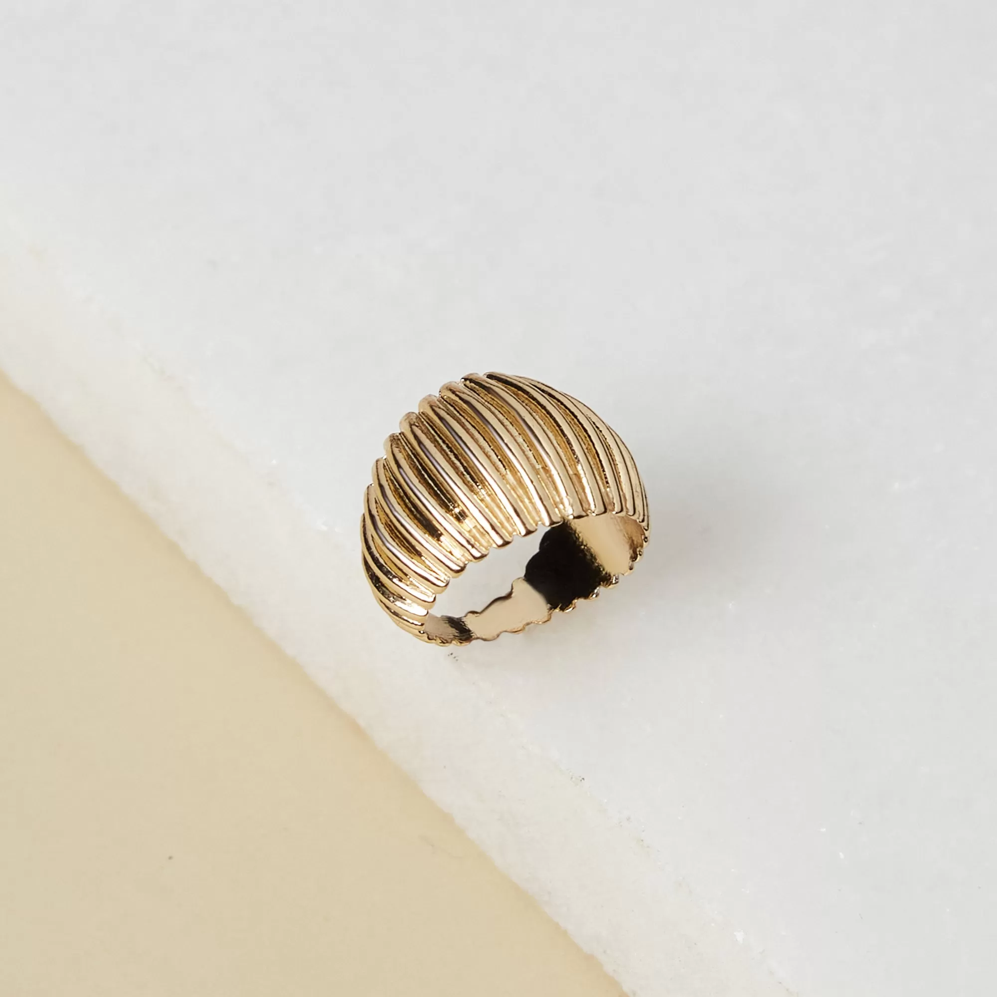 Accessorize London Women's Gold Chunky Ridged Ring-Small