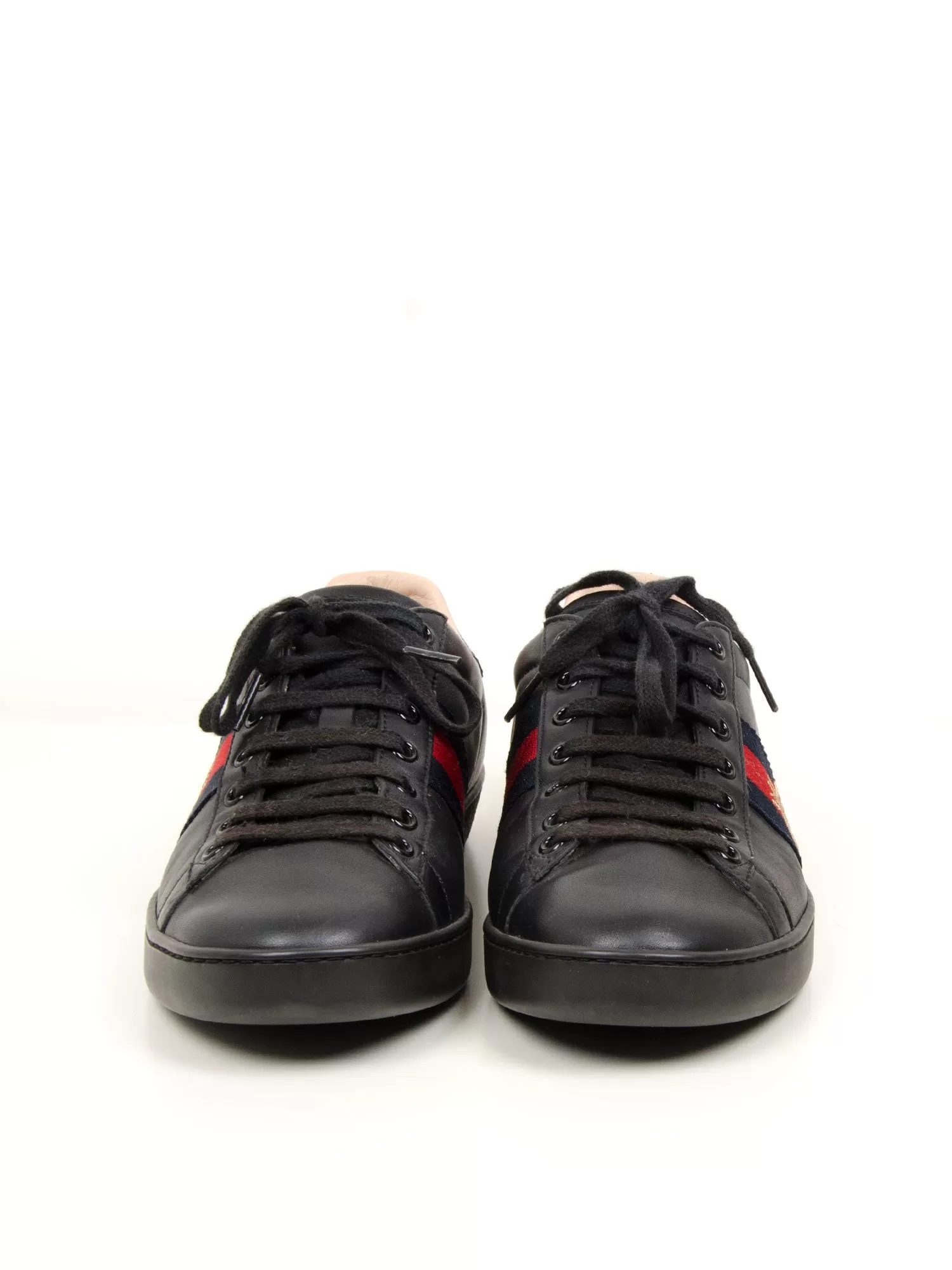 Ace Black Leather Bee Sneakers