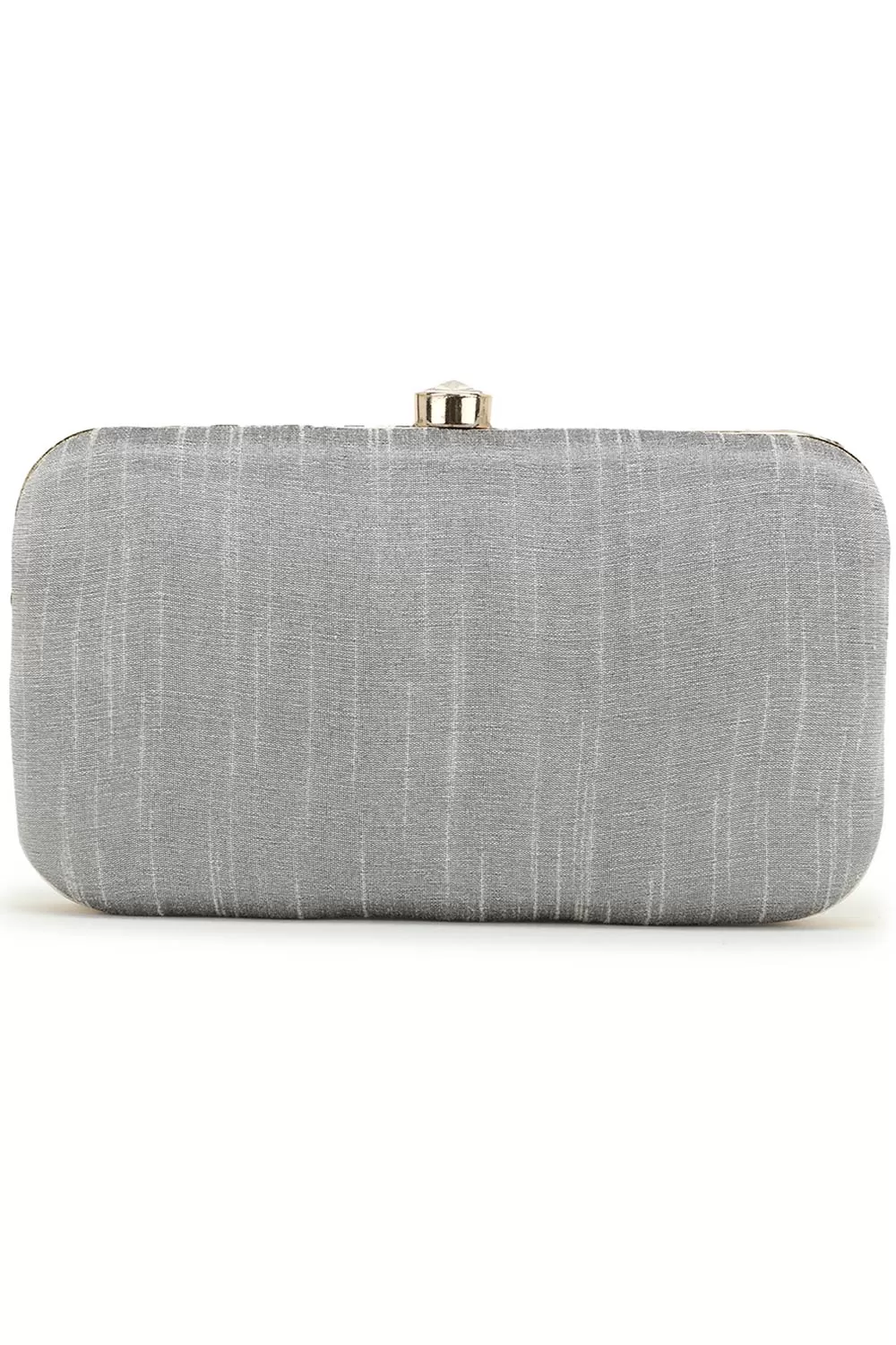 Adorn Silver & Multi Embellished Faux Silk Clutch