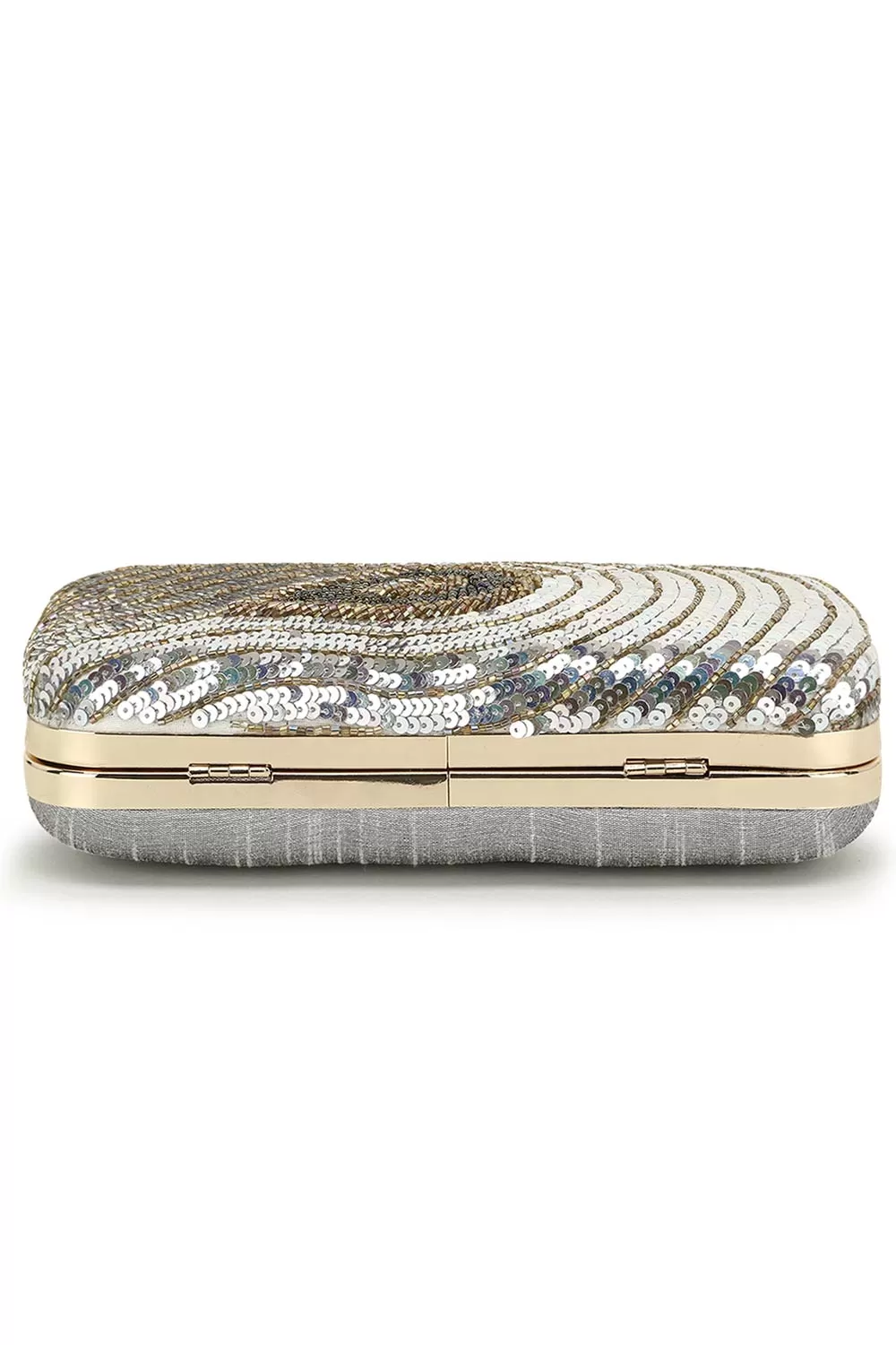 Adorn Silver & Multi Embellished Faux Silk Clutch