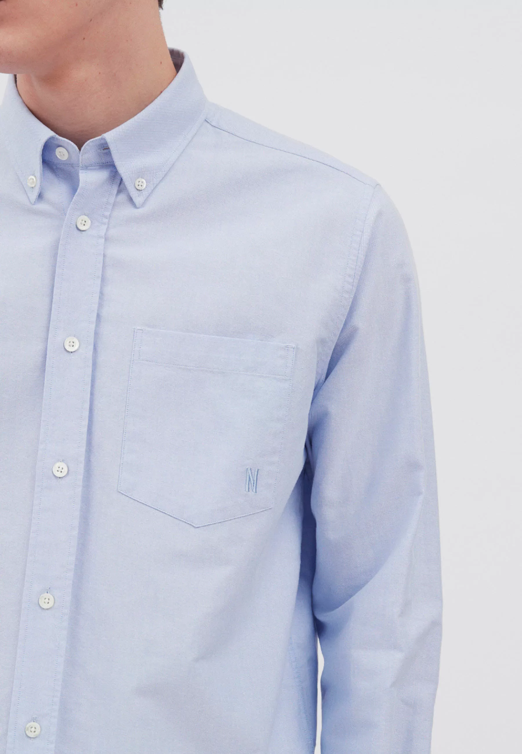 Algot Oxford Monogram Shirt - Blue Stripe