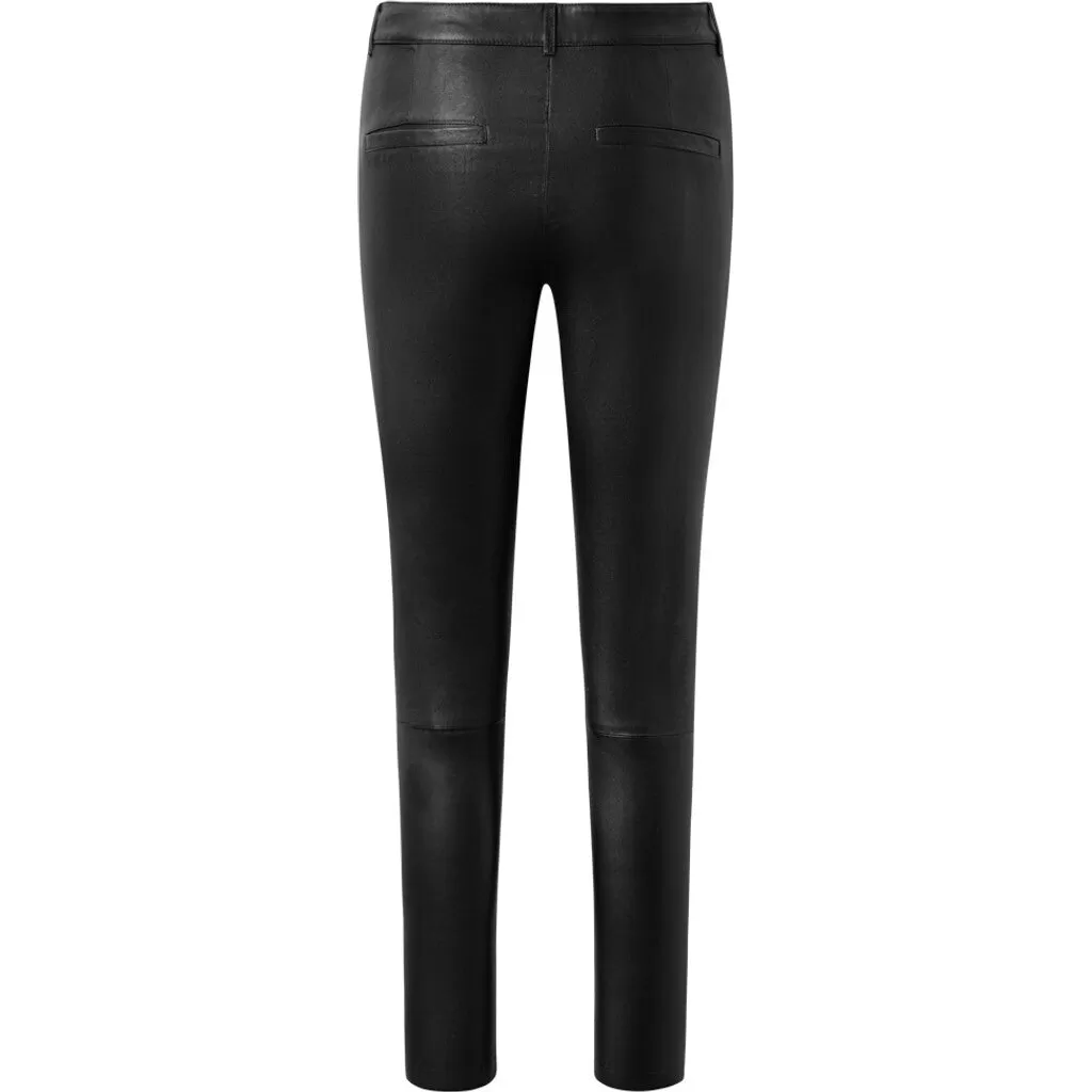 Amelia RW stretch chino leather pant 7/8 length / 14254 - Black (Nero)