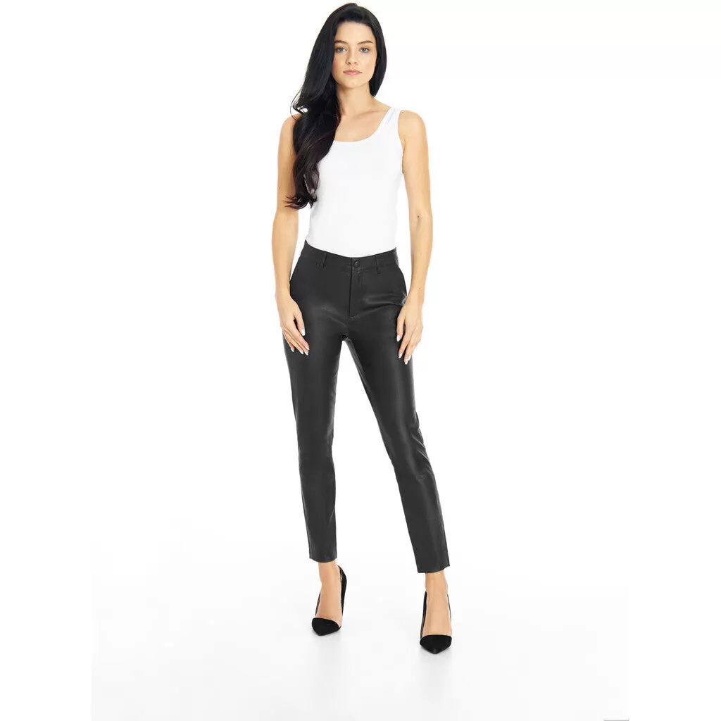 Amelia RW stretch chino leather pant 7/8 length / 14254 - Black (Nero)