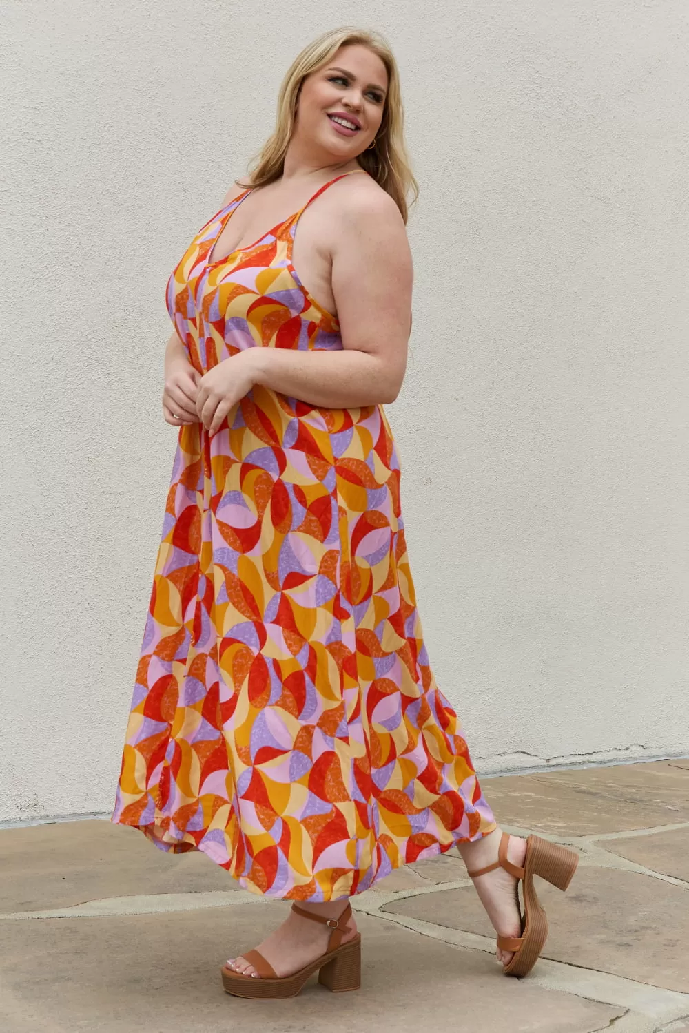 And The Why Full Size Printed Sleeveless Maxi Dress