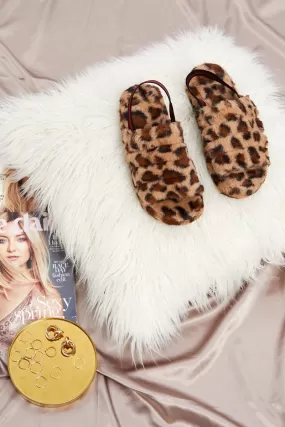 Animal Print Fluffy Slingback Slides