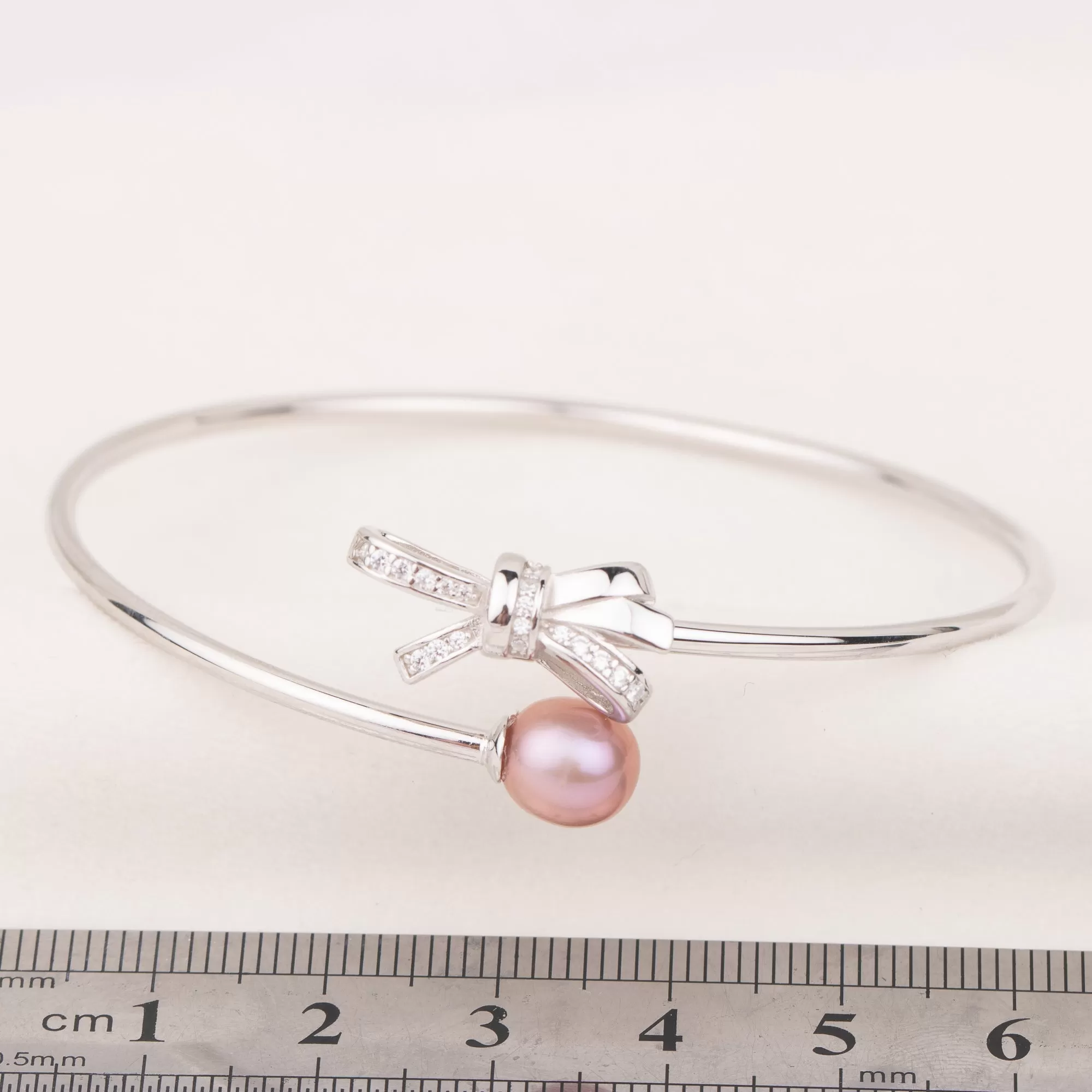 b010160  DIY 7-8mm Natural Freshwater pearl bracelet accessory 925 sterling silver adjustable bangle for women