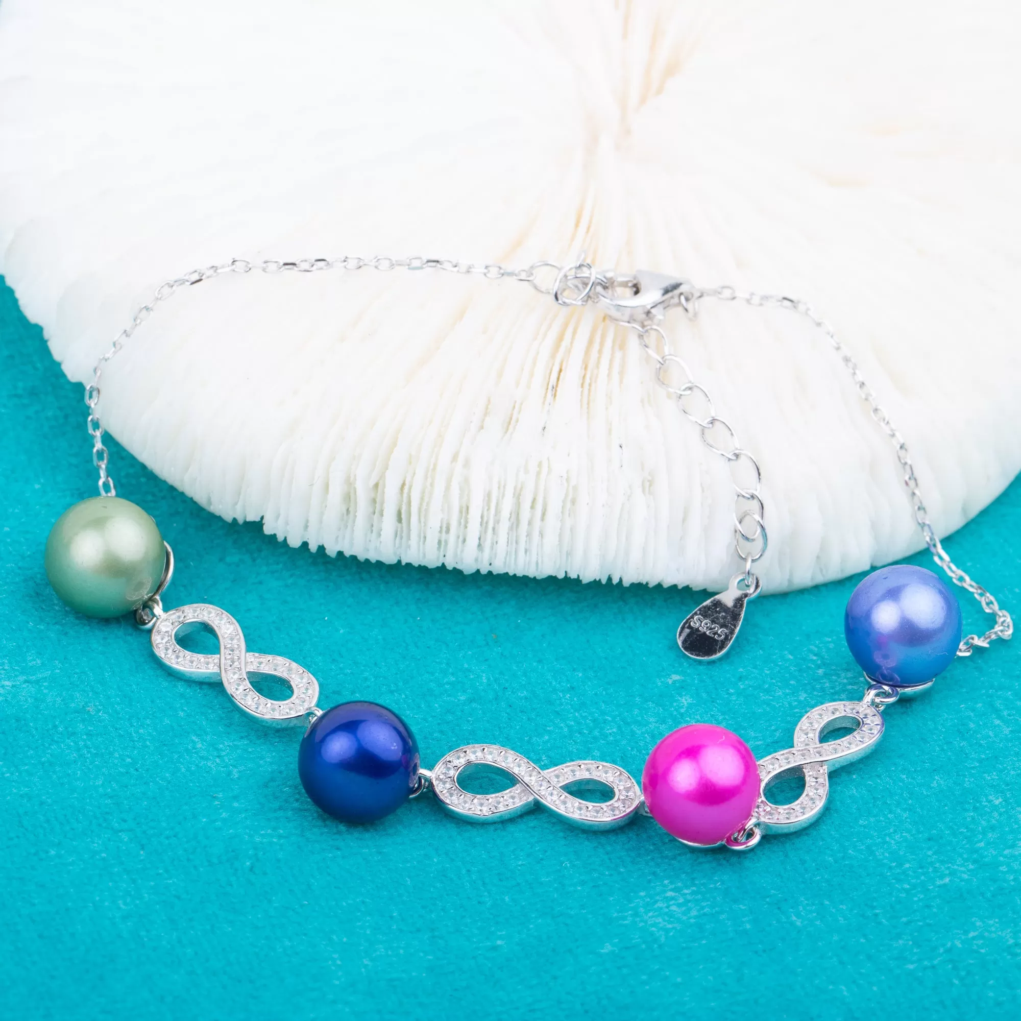 b010184 DIY 7-8mm Natural Freshwater pearl bracelet accessory 925 sterling silver adjustable chain bracelet for women