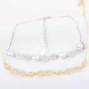 b010184 DIY 7-8mm Natural Freshwater pearl bracelet accessory 925 sterling silver adjustable chain bracelet for women