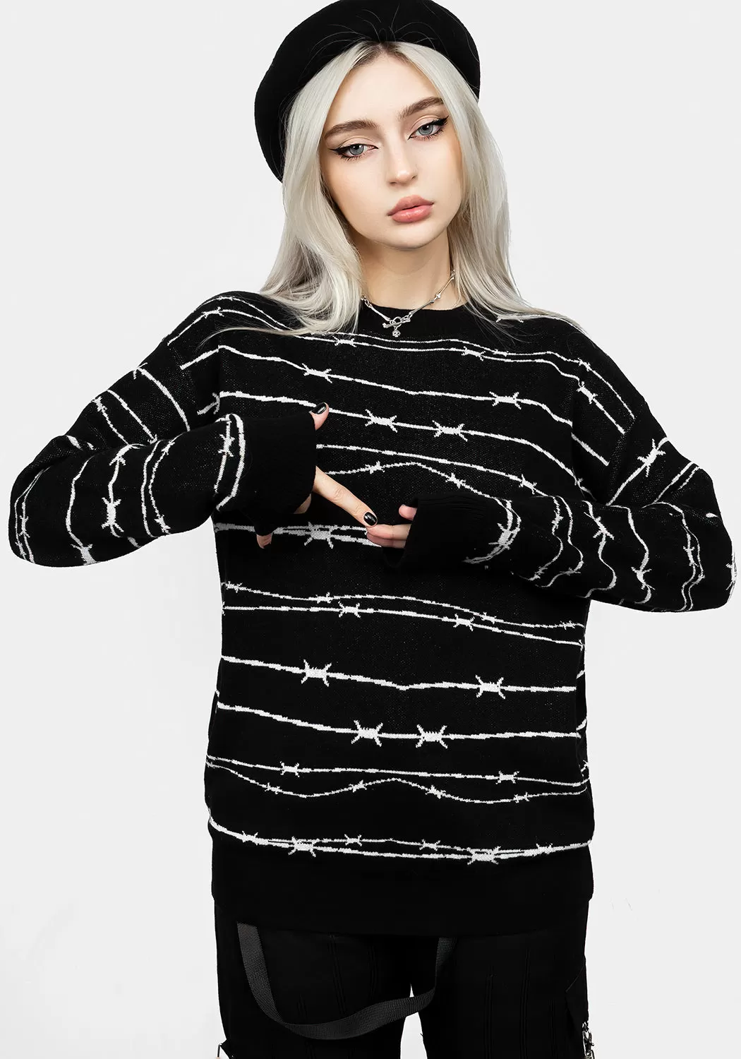 Barbed Longline Crew Neck Jumper