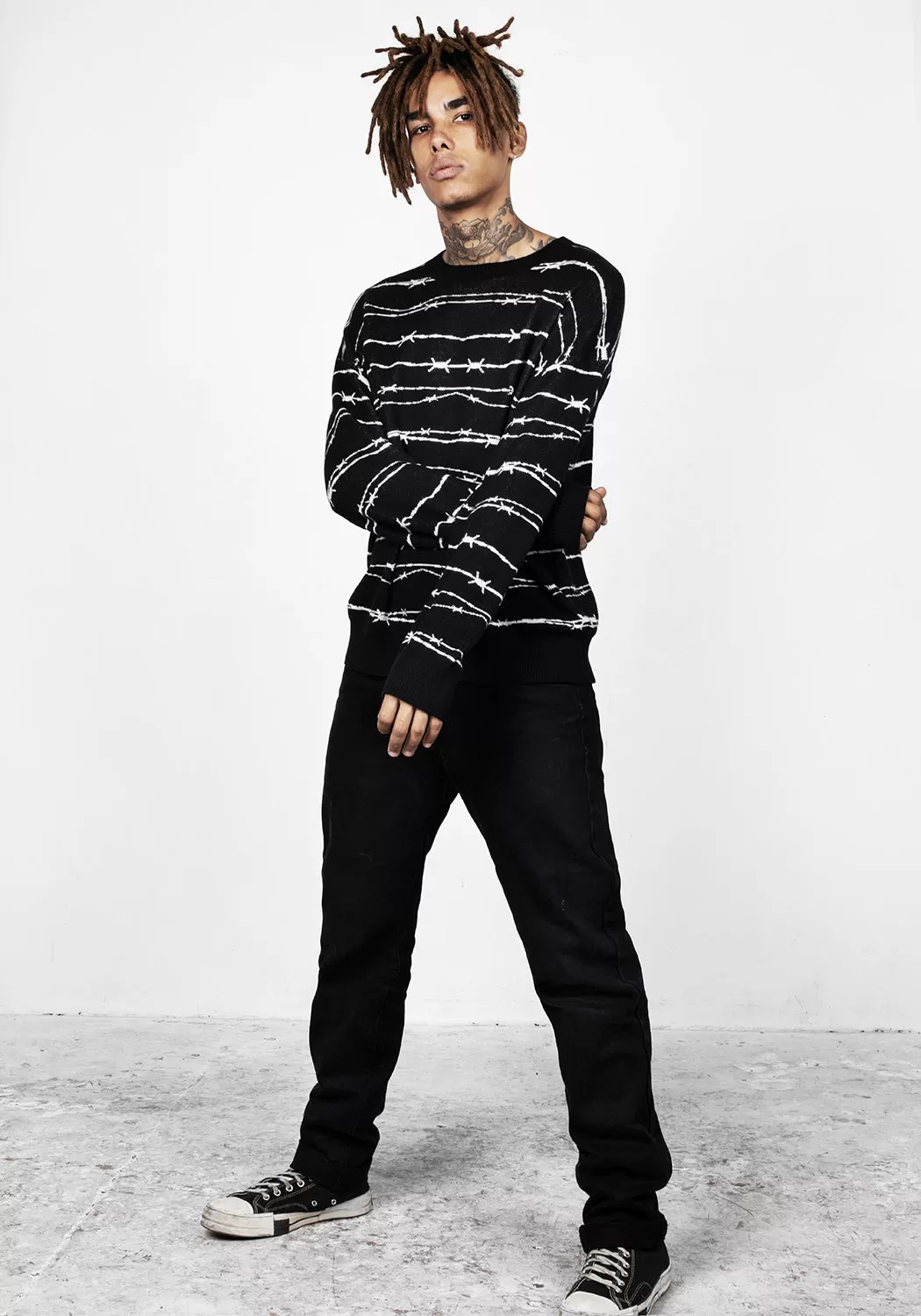 Barbed Longline Crew Neck Jumper