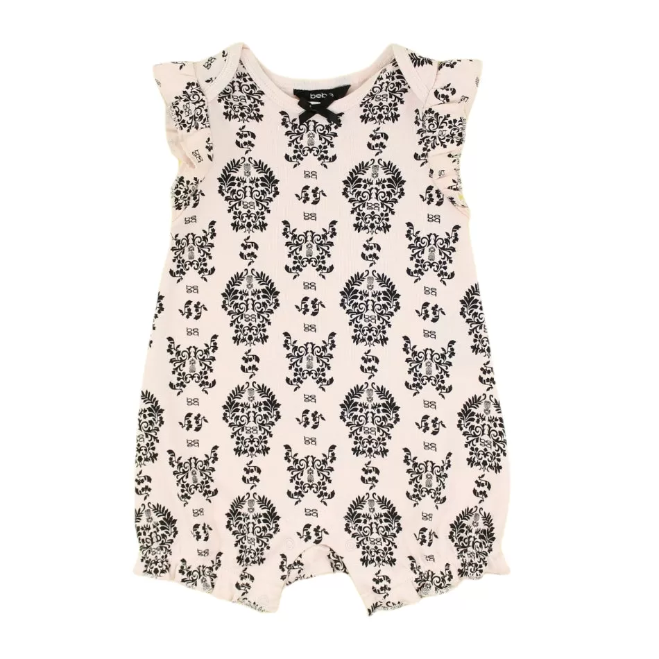 Bebe Baby Printed Romper With Flutter Sleeves