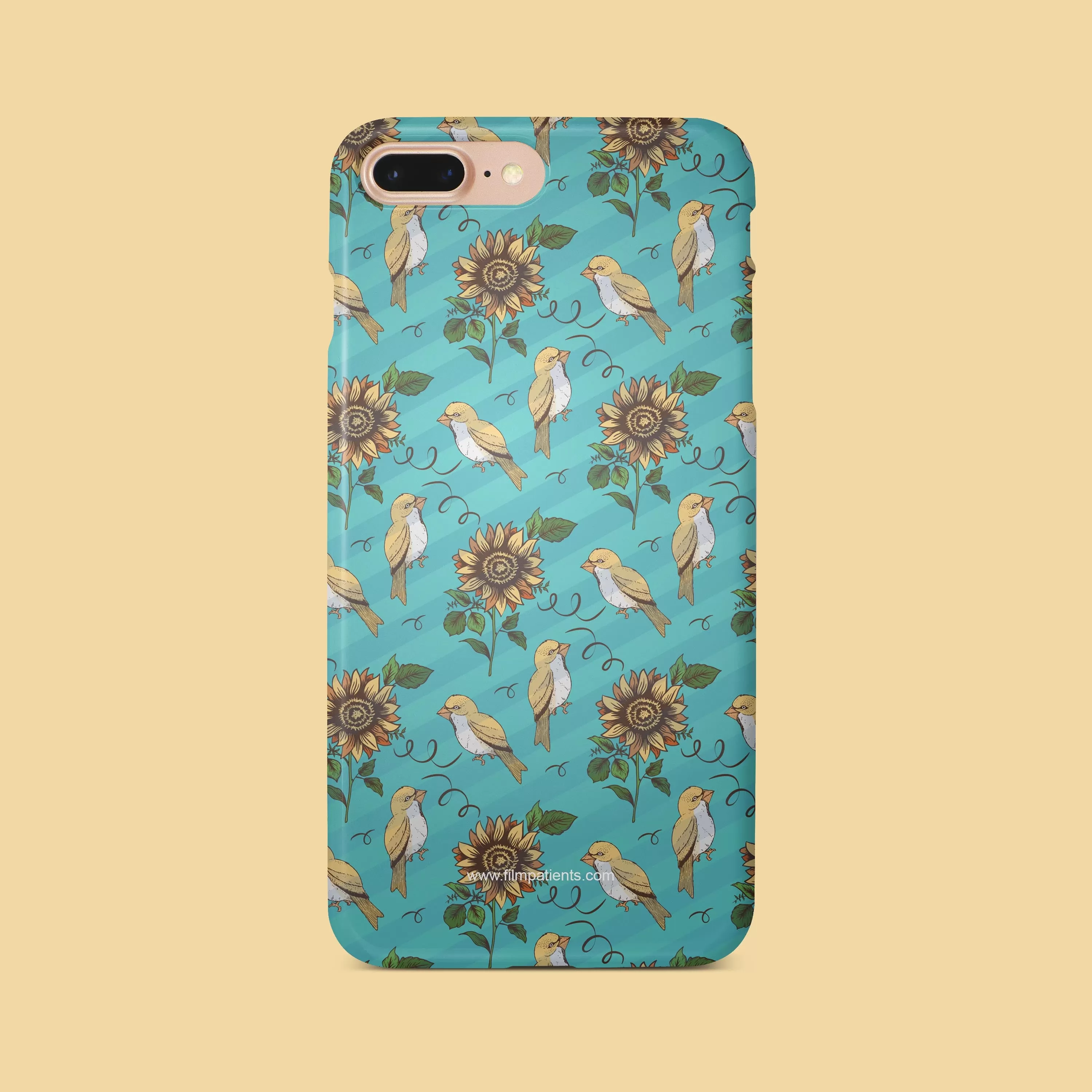 Bird in Blue Floral Pattern