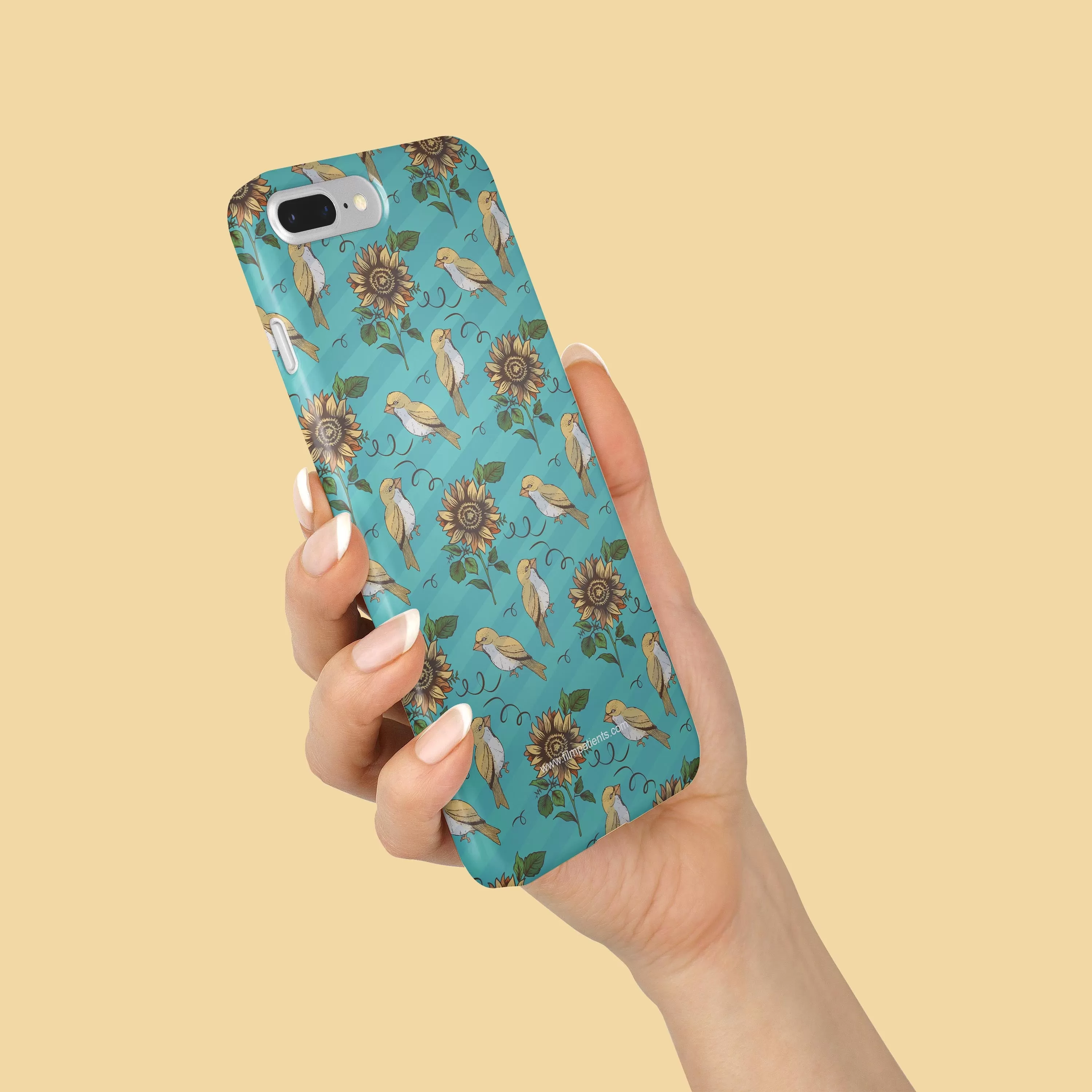 Bird in Blue Floral Pattern