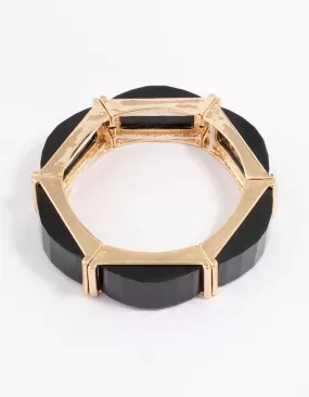 Black & Gold Rectangular Stretch Bracelet