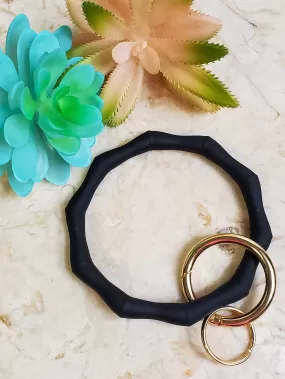 Black Bamboo Silicone Keychain Bangle