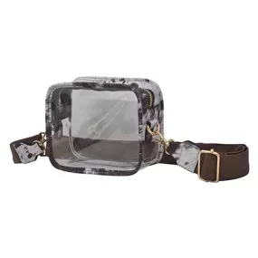 Black Cowhide NGIL Clear Stadium Thick Adjustable Strap Crossbody Bag