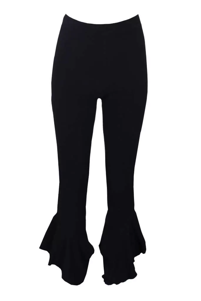 Black Frill Bottom Trousers