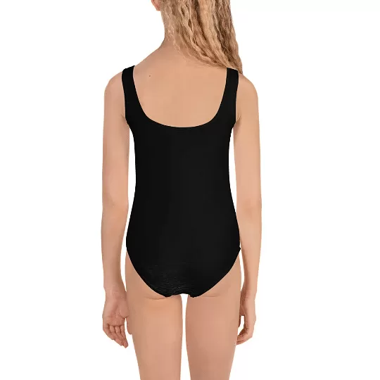 Black One Piece Swimsuit For Kids / Black Cat Girls Swimwear