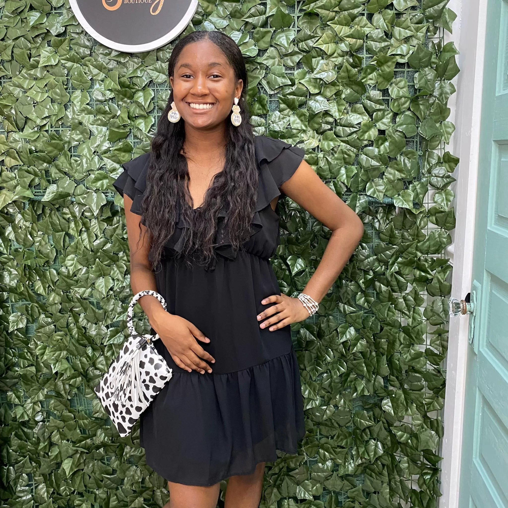 BLACK RUFFLED DRESS WITH TIE FRONT