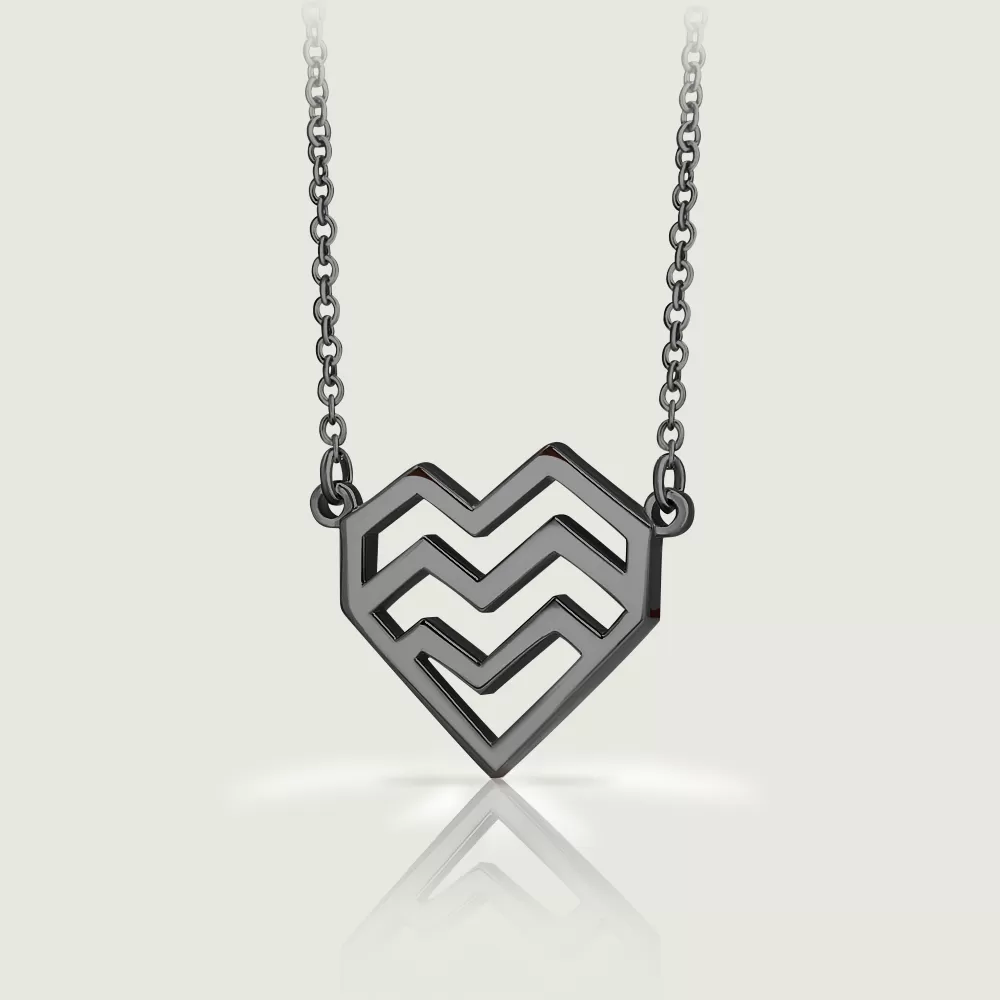 Black Silver Ararat Heart Necklace