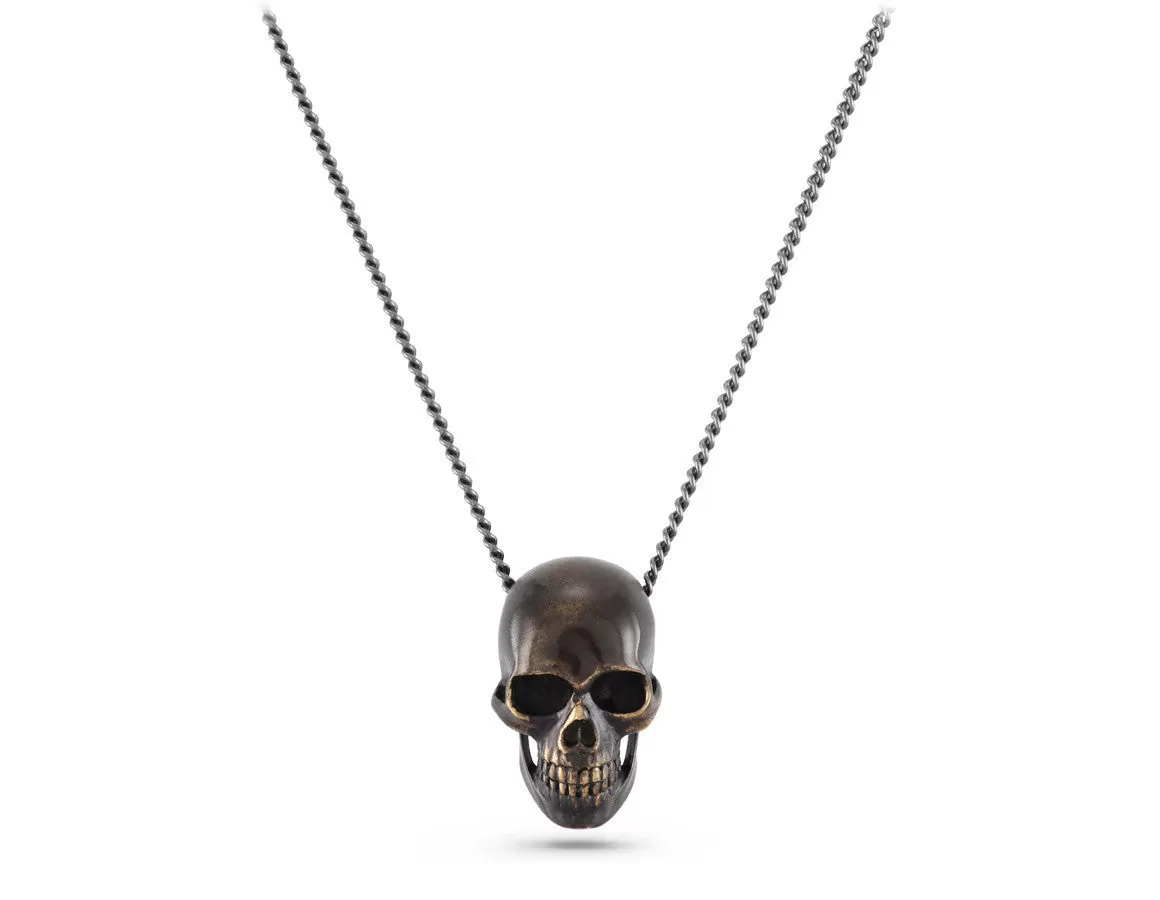 Black Skull Necklace - Bronze