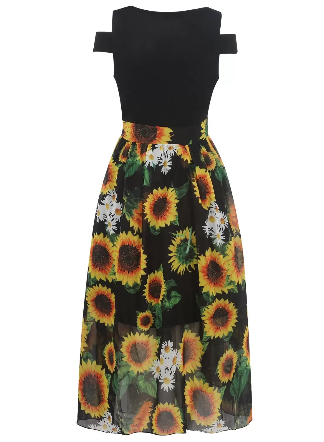 Black Sunflower Contrast Cutout Dress