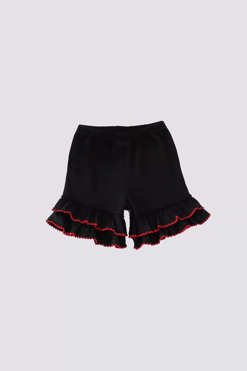 Black/red ruffle girl shorts