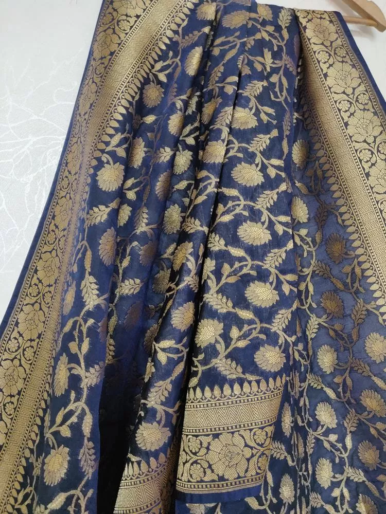 Blue Banarasi Silk Dupatta