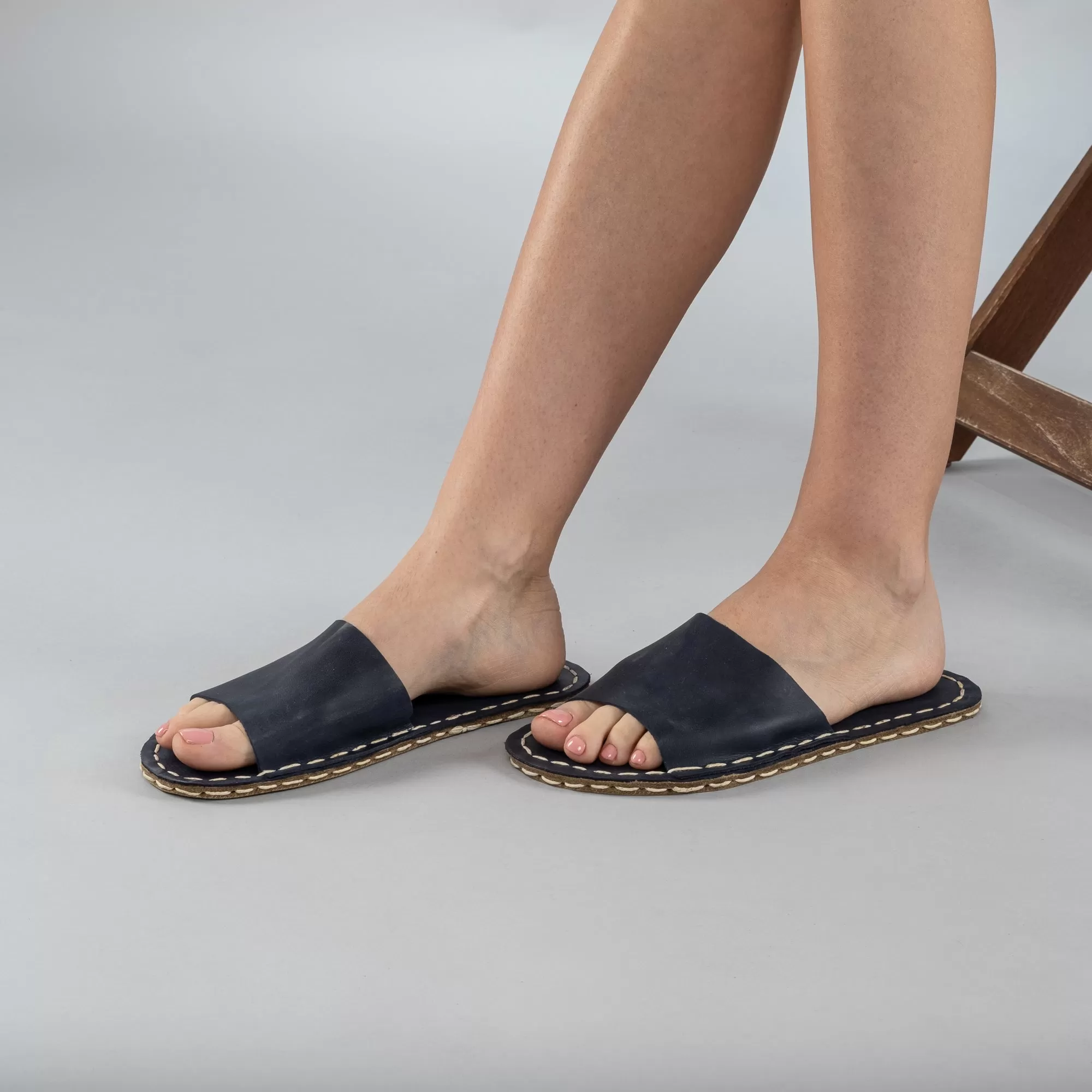 Blue Barefoot Slide Sandals