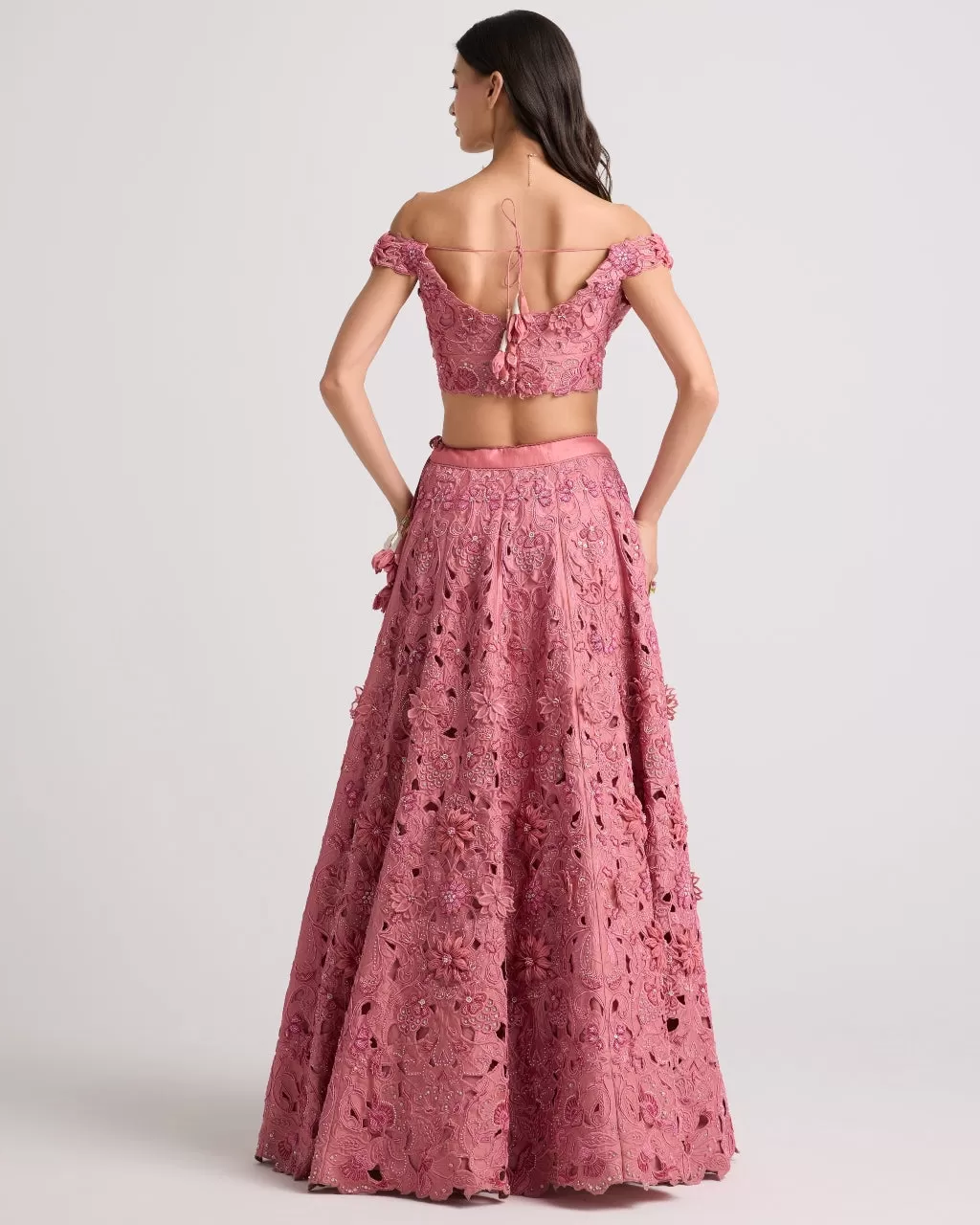 Blush 3D Floral Applique And Beadwork Skirt Set