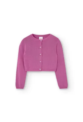 Boboli tricot jacket for girls with button detail 726364-3805 orchid