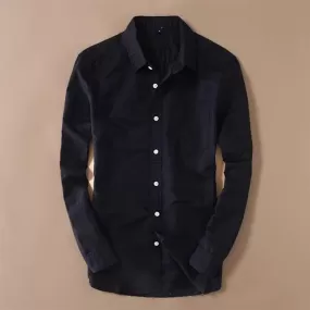 Branded Stylish Pure Black Linen Button-Up Shirt for Men