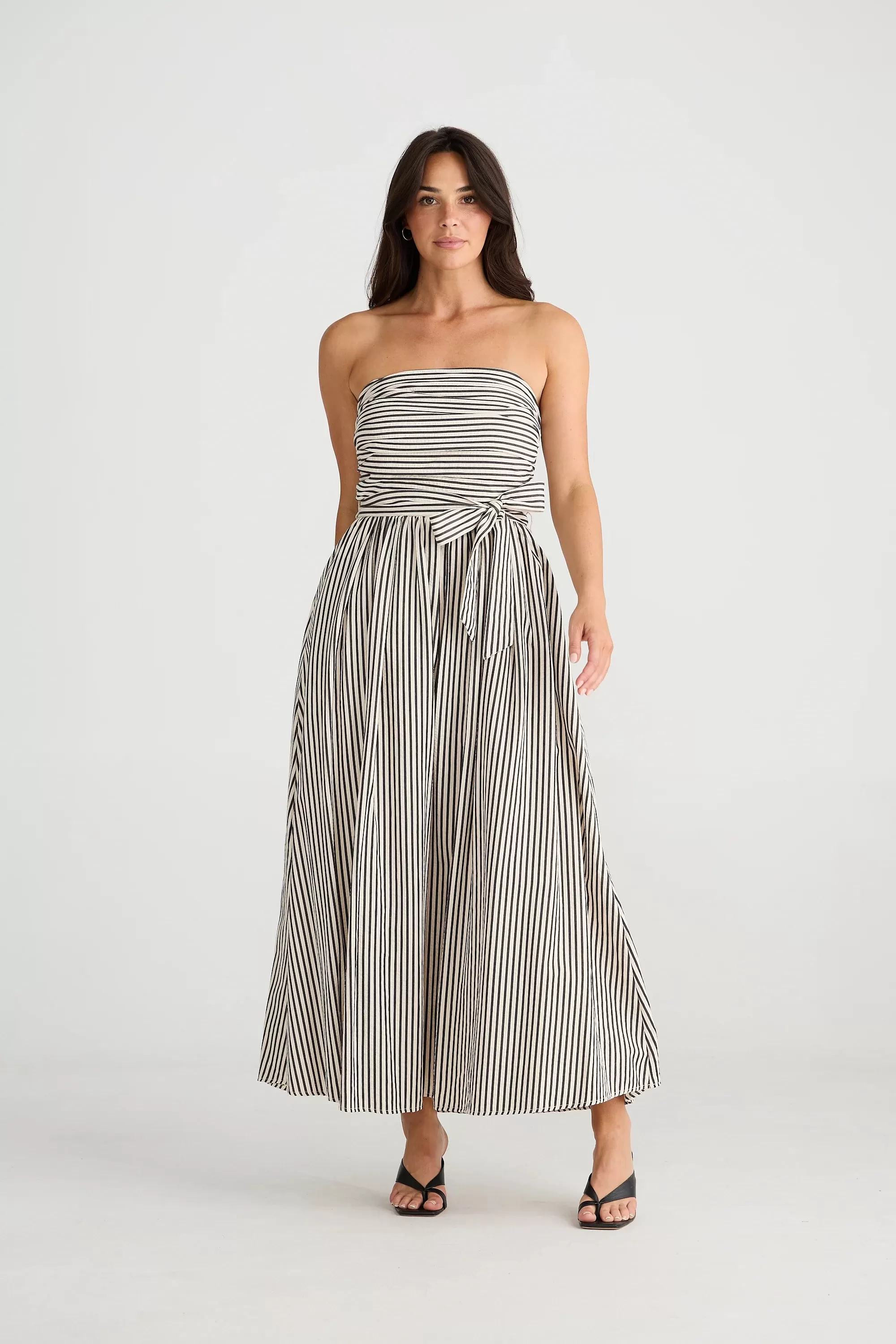 BRAVE & TRUE Avalon Stripe Dress WHITE / BLACK