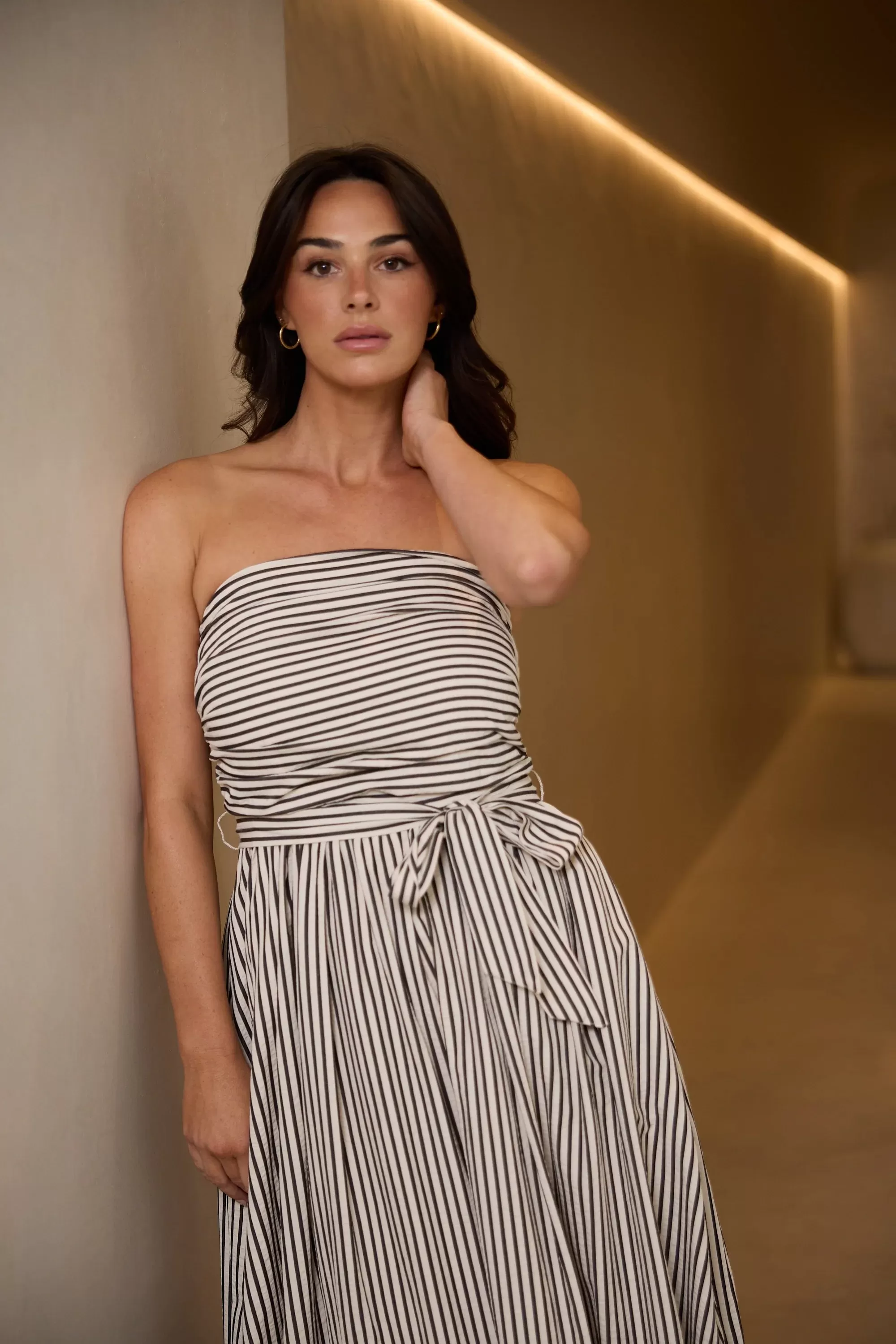 BRAVE & TRUE Avalon Stripe Dress WHITE / BLACK