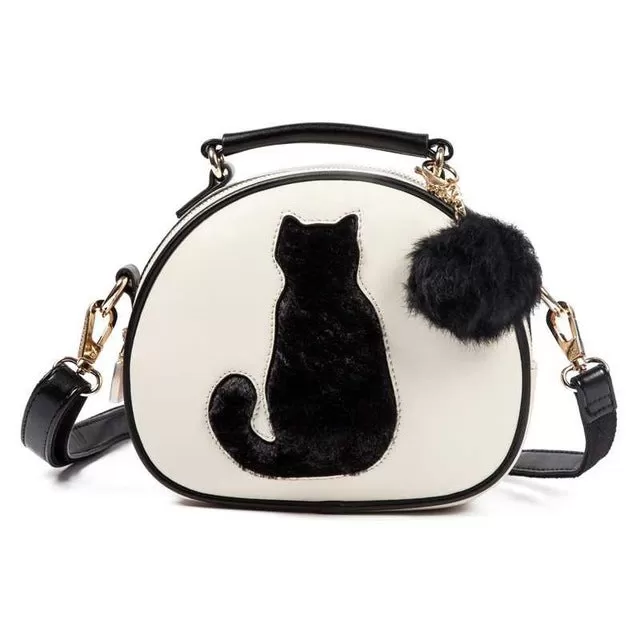 Cat Printing Bag Ladies Crossbody Bags Circle Women Leather