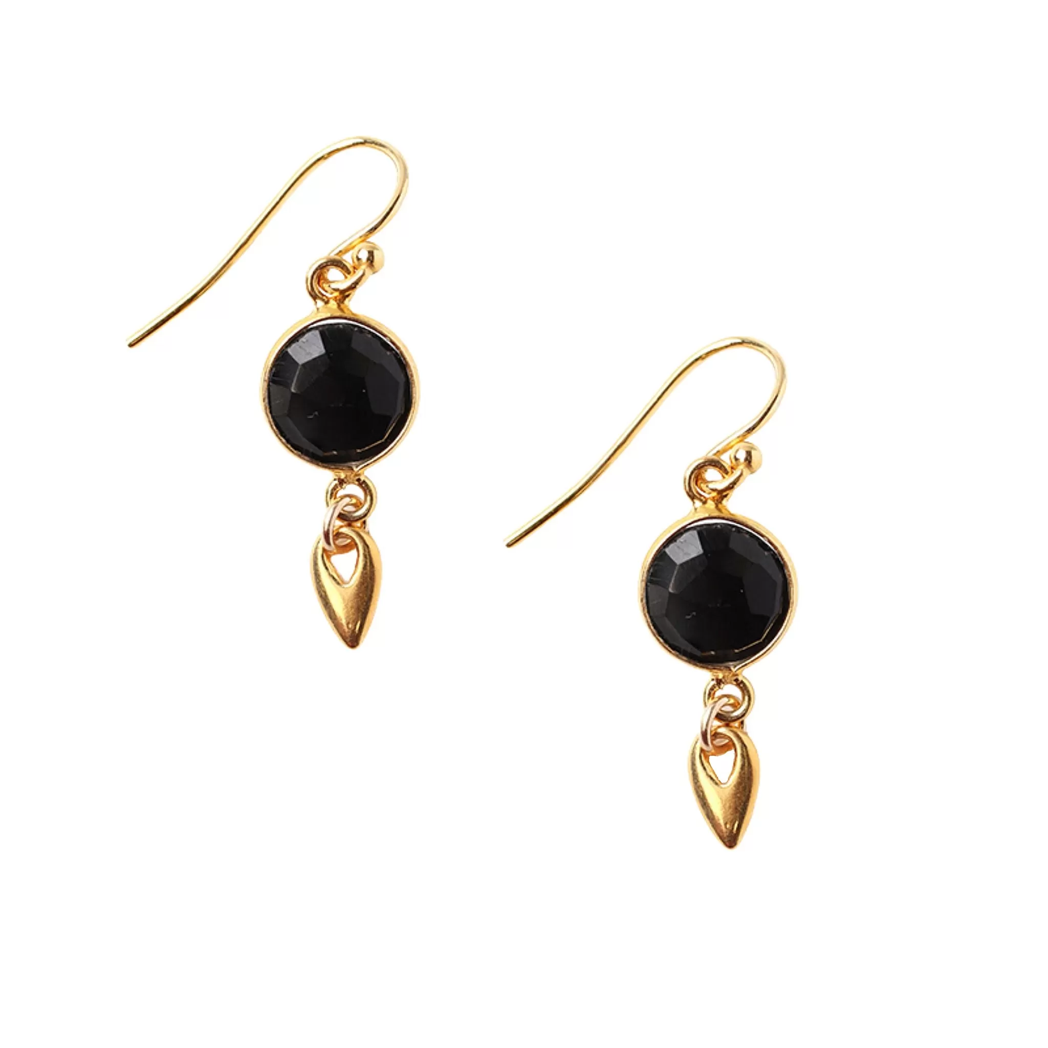 Chan Luu Round Drop Charm Earrings in Black Onyx and Gold Vermeil