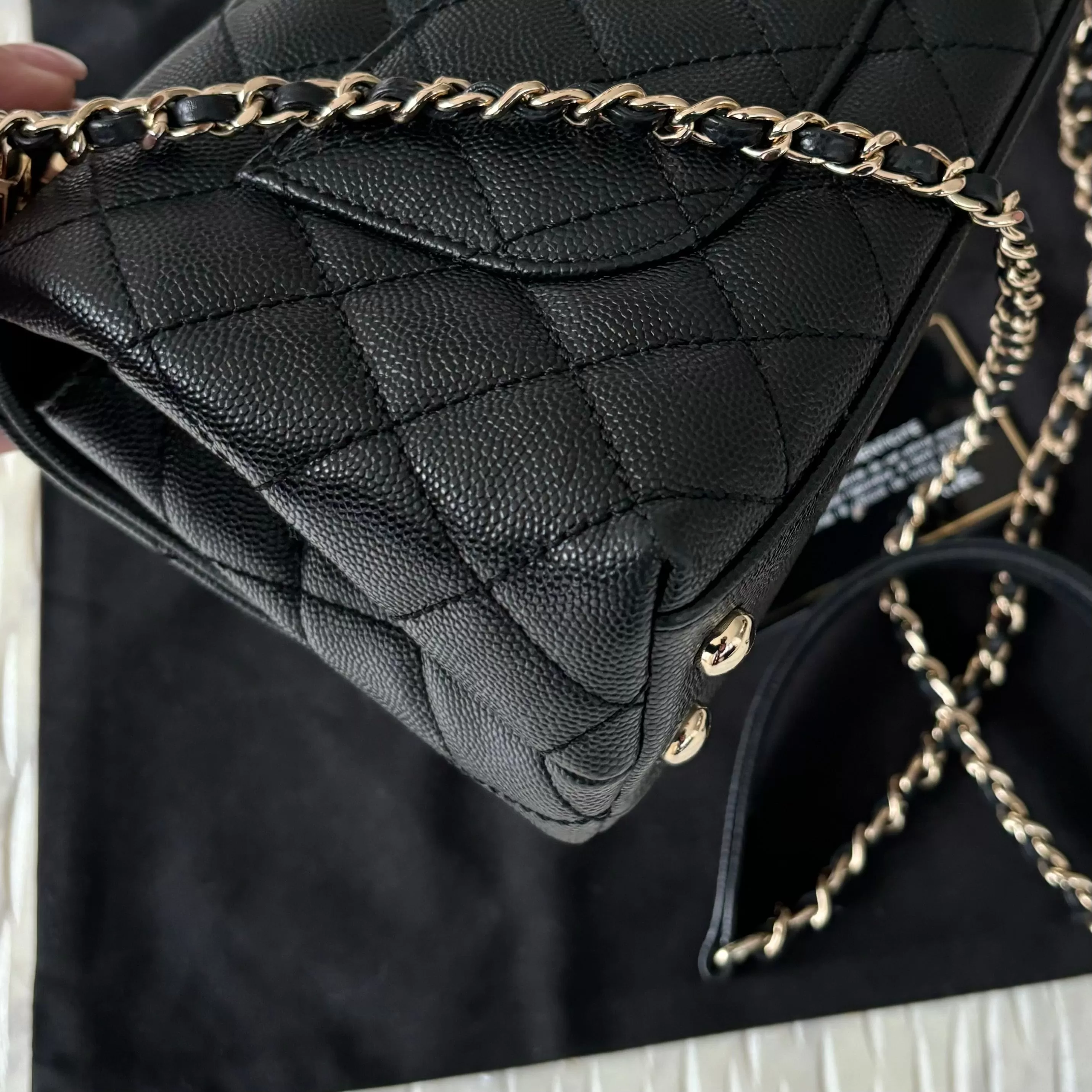 Chanel Black Caviar LGHW Mini Coco Handle Bag