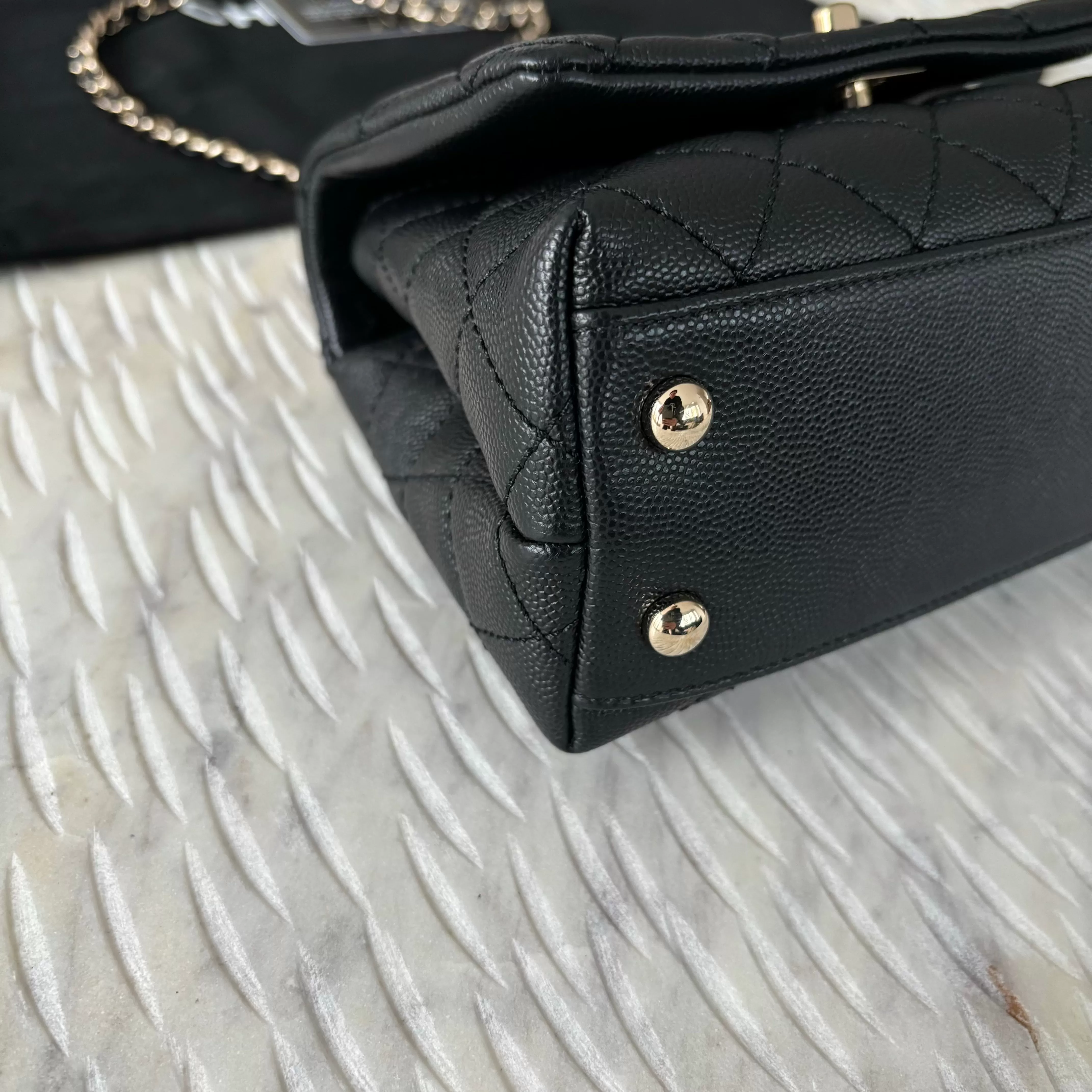 Chanel Black Caviar LGHW Mini Coco Handle Bag