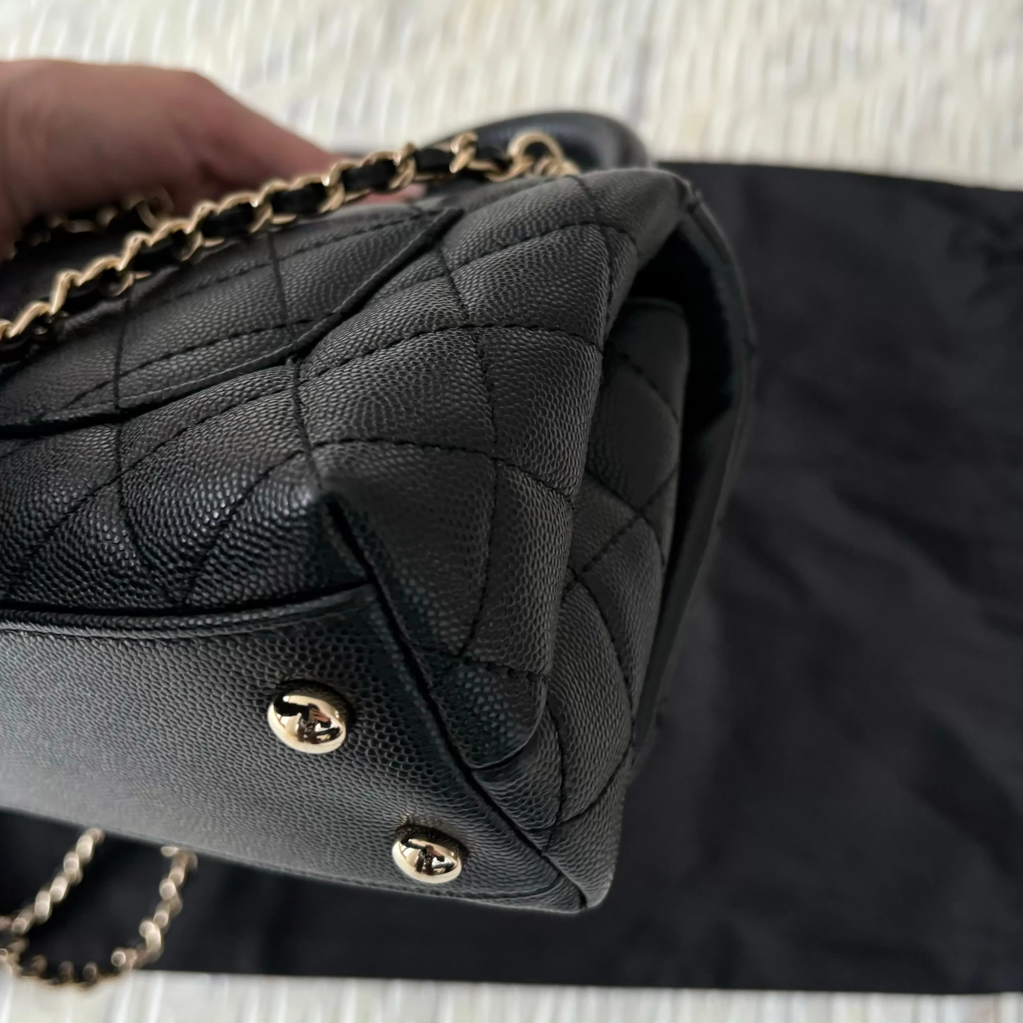 Chanel Black Caviar LGHW Mini Coco Handle Bag