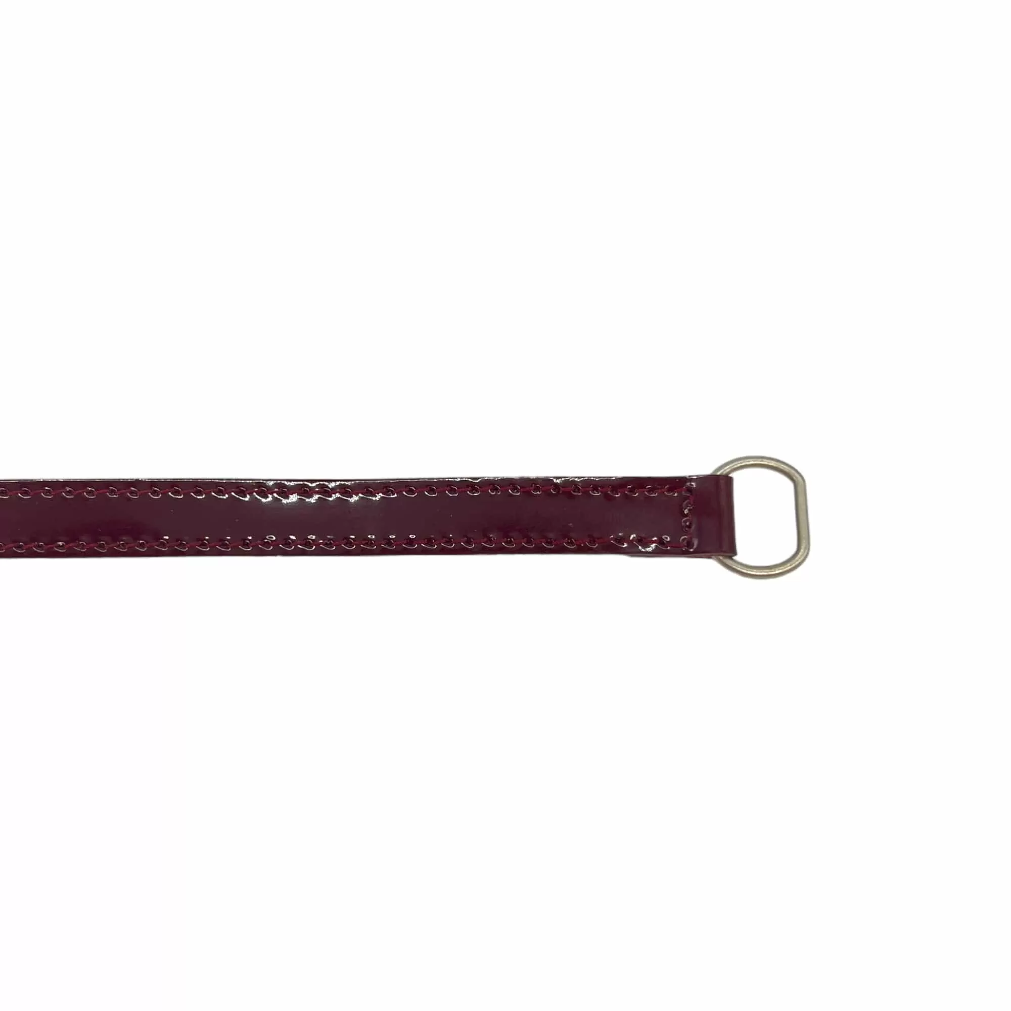 CHANEL Thin Patent Leather Belt with "CC" Logo Clasp - Burgundy