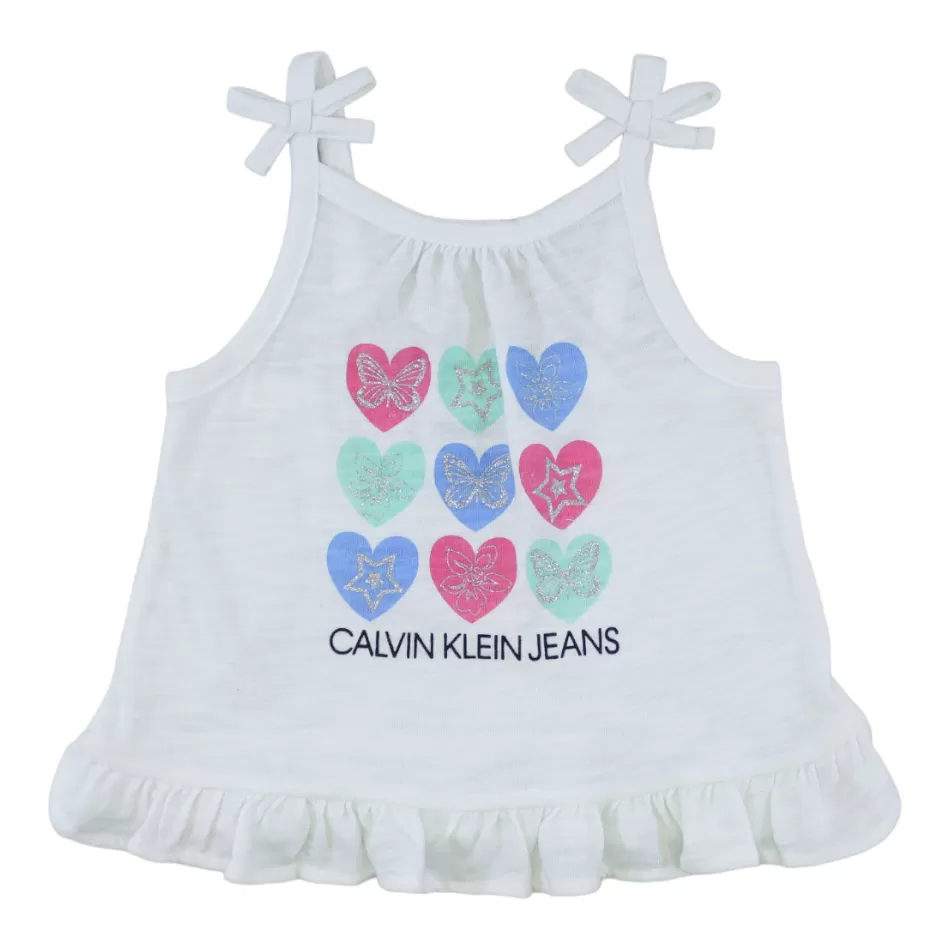 CK 2 Pc Cotton Top And Terry Shorts Set - Heart/Star