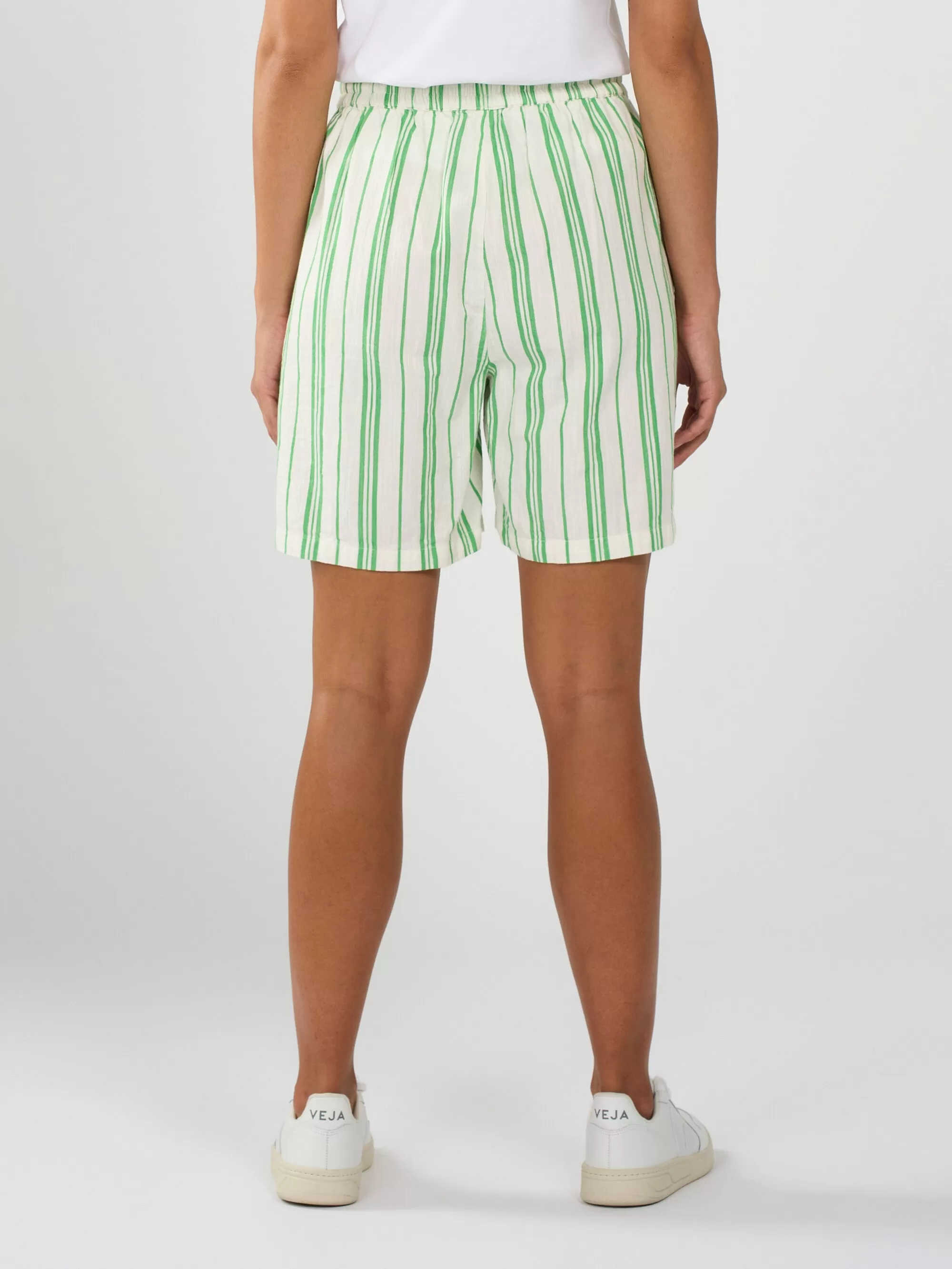 Cotton elastic waist shorts - Stripe