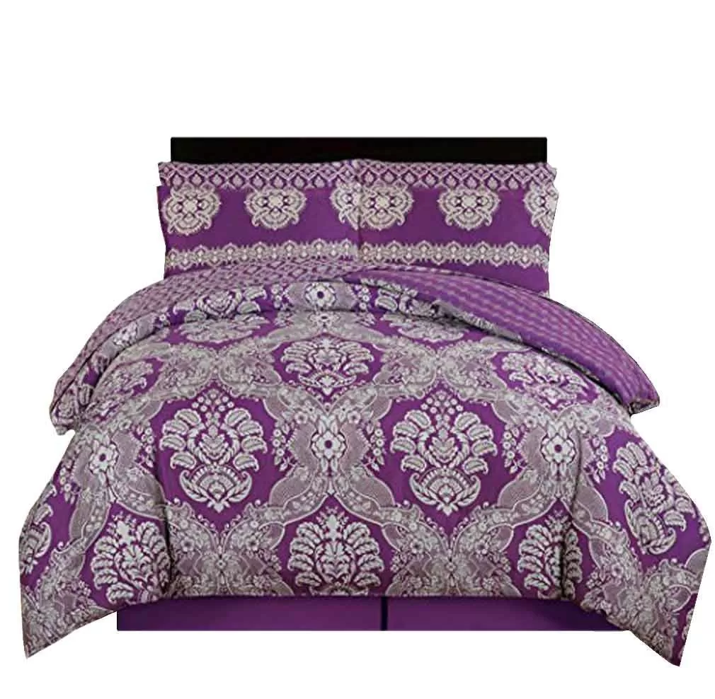 Couture Home Collection Damask 8 Pc Comforter Set Memories Purple Full