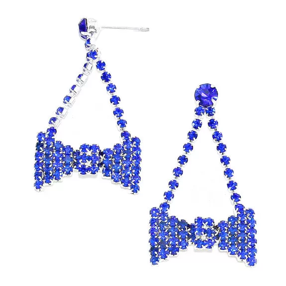 Crystal Rhinestone Bow Evening Earrings