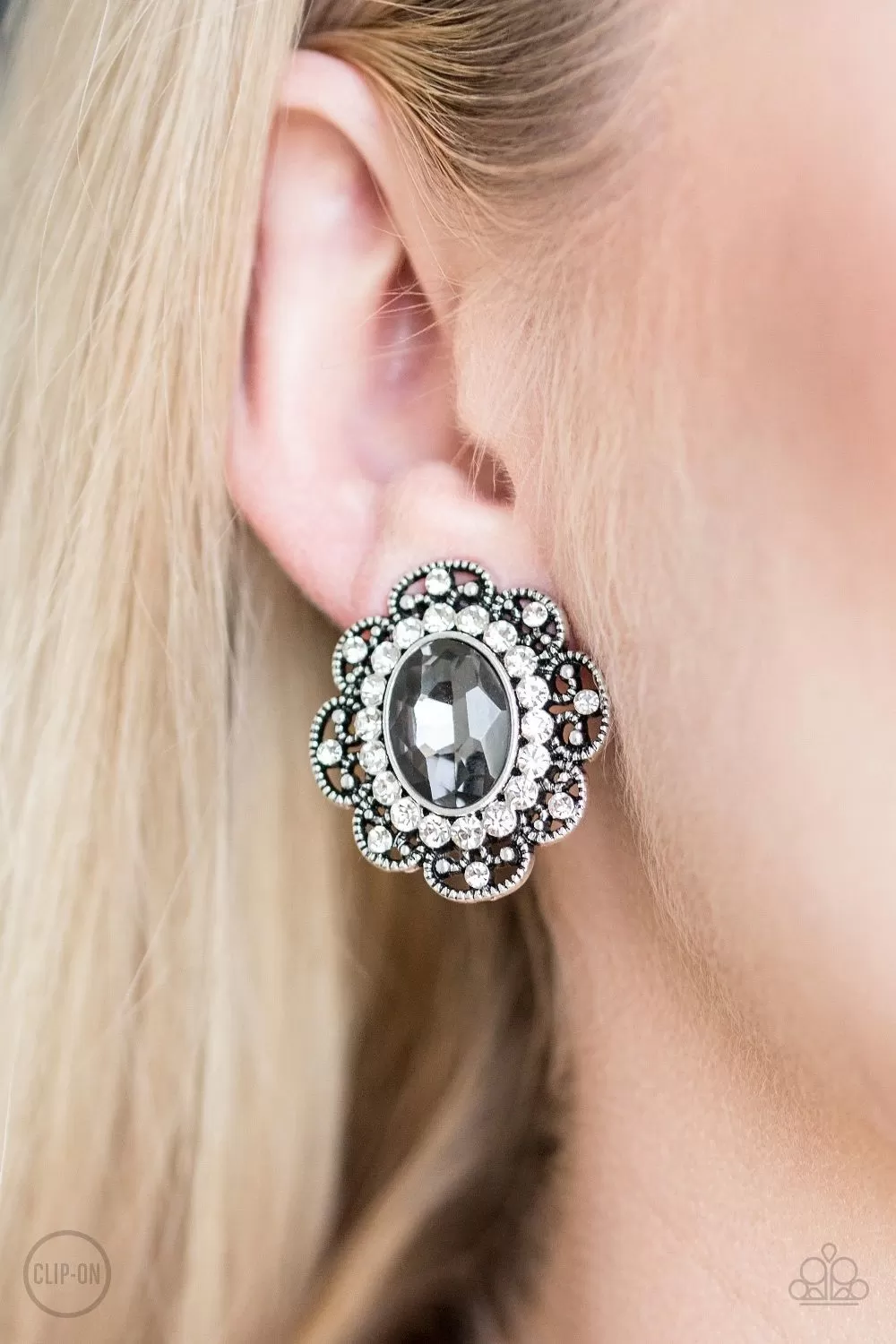 Dine and Dapper Silver Clip On Earrings - Paparazzi Accessories