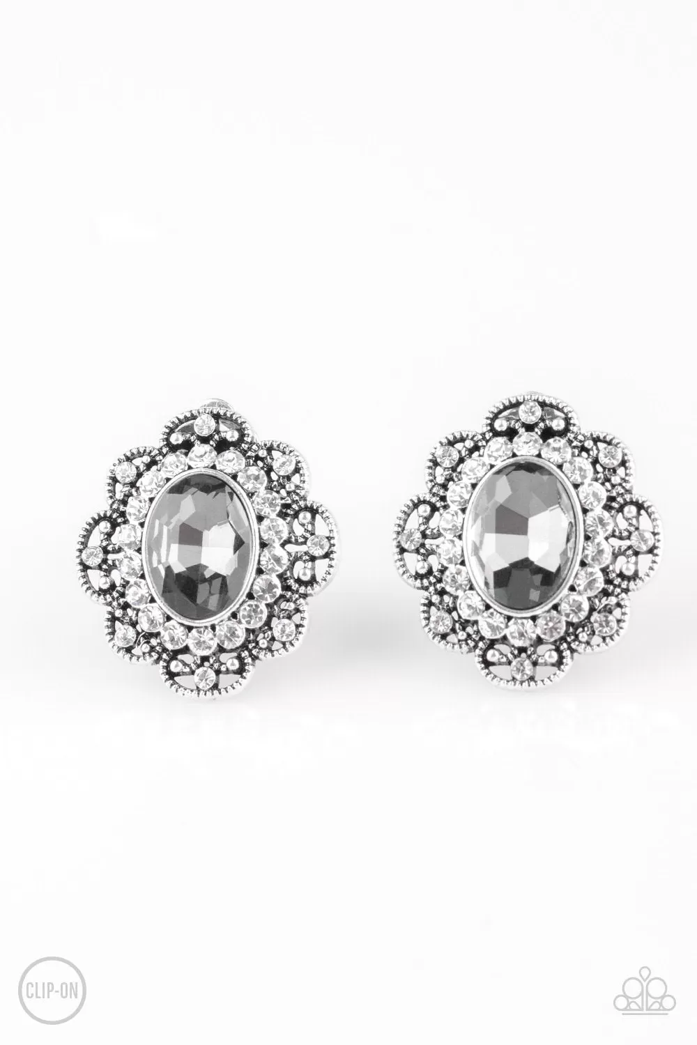 Dine and Dapper Silver Clip On Earrings - Paparazzi Accessories