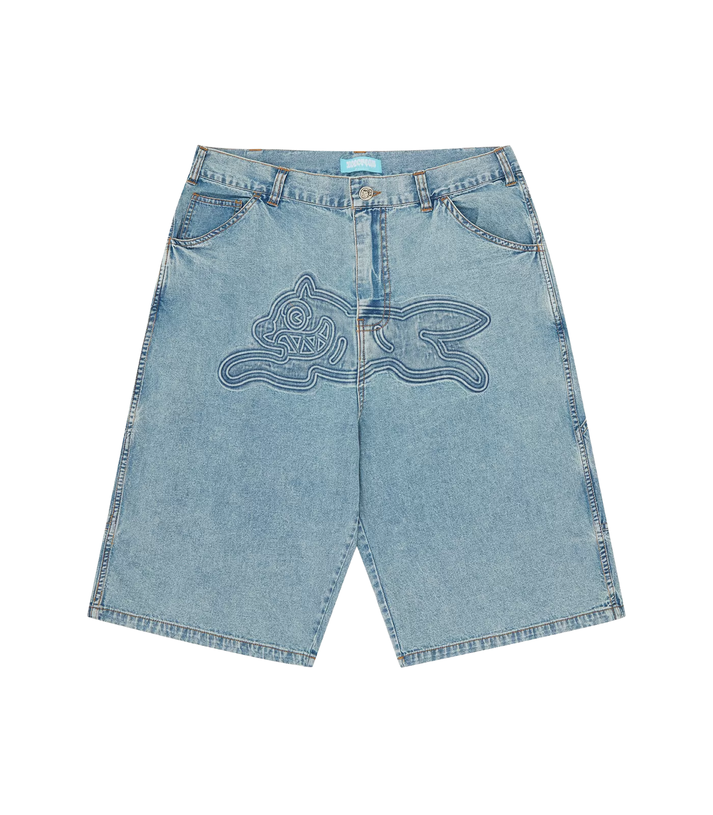 EMBOSSED RUNNING DOG SHORTS - BLUE