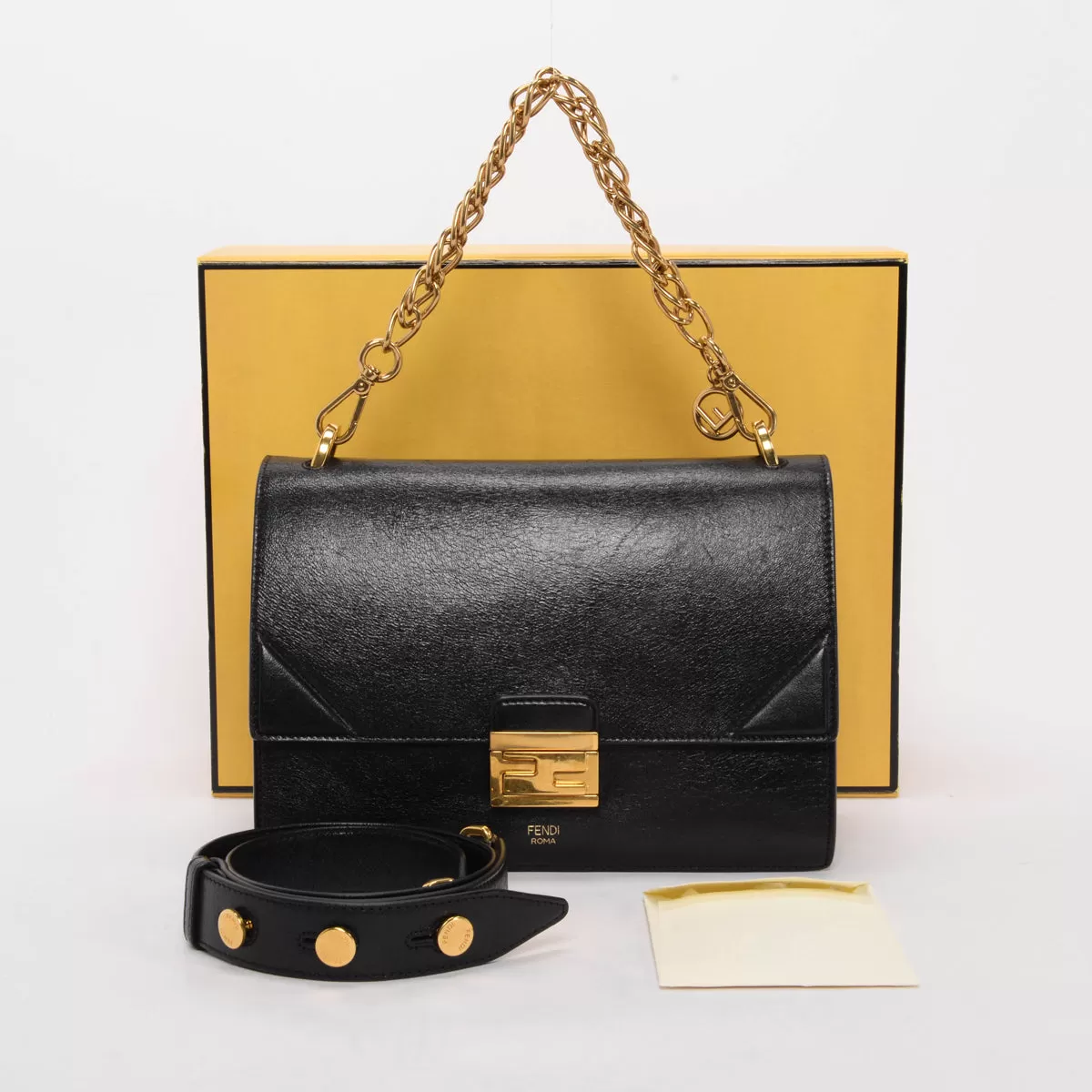 Fendi Black Glossy Lambskin Kan U Shoulder Bag